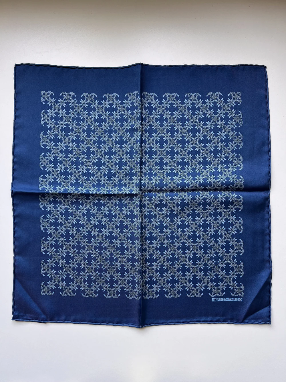 HERMES バンダナ ハンカチ Vintage HERMES silk handkerchief - blue