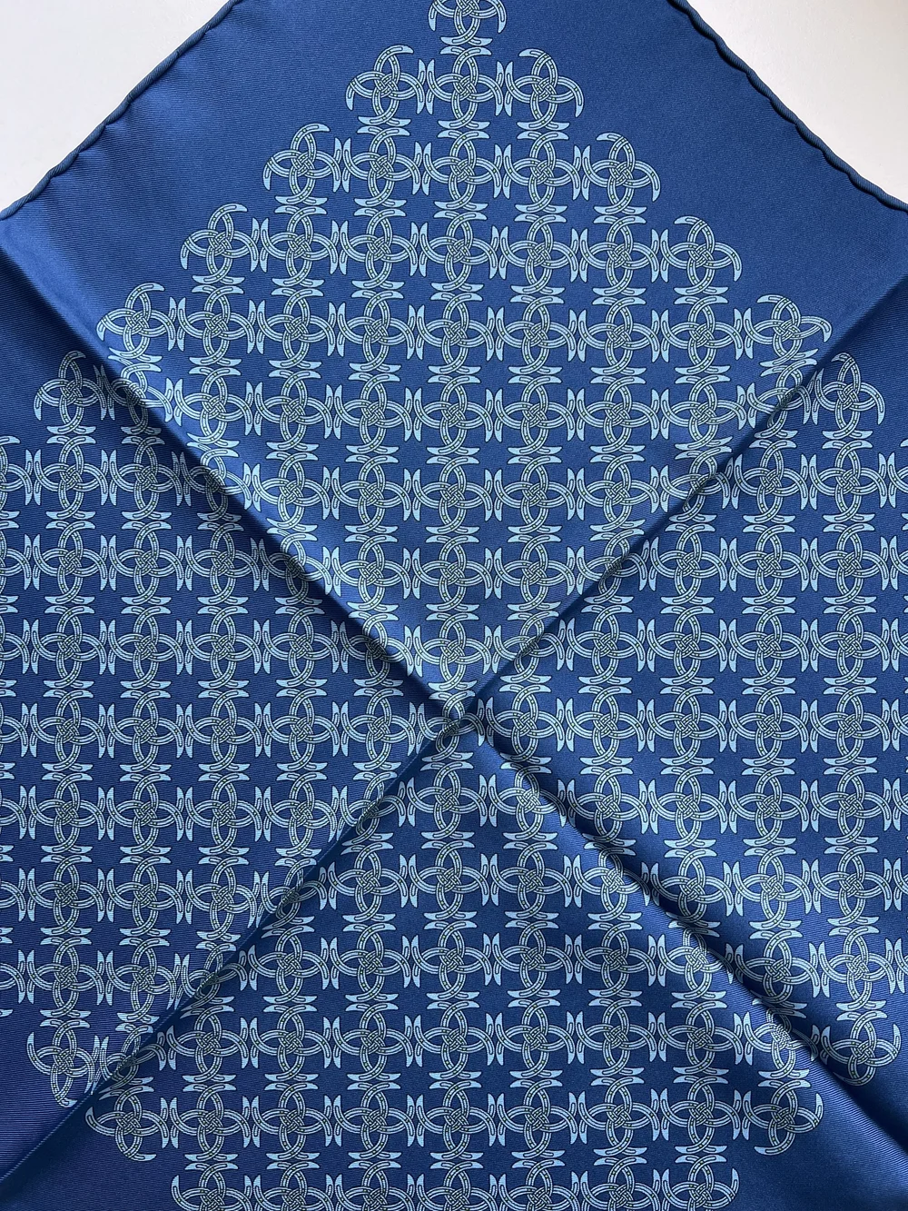 Vintage HERMES silk handkerchief - blue — Satoshi Kawamoto