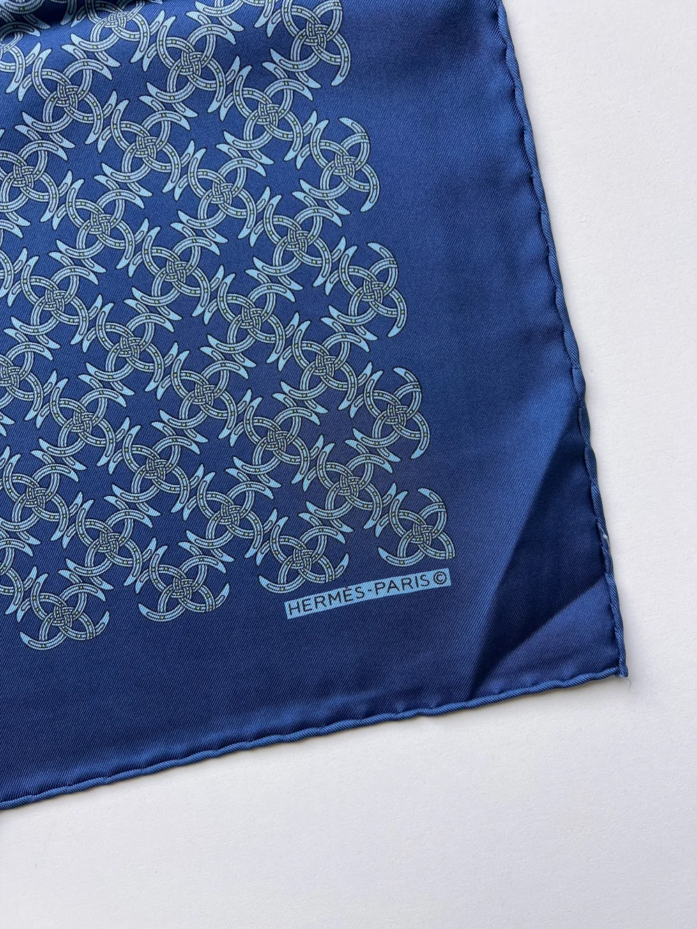 エルメス　コットンパレオ Vintage HERMES silk handkerchief - blue — Satoshi Kawamoto
