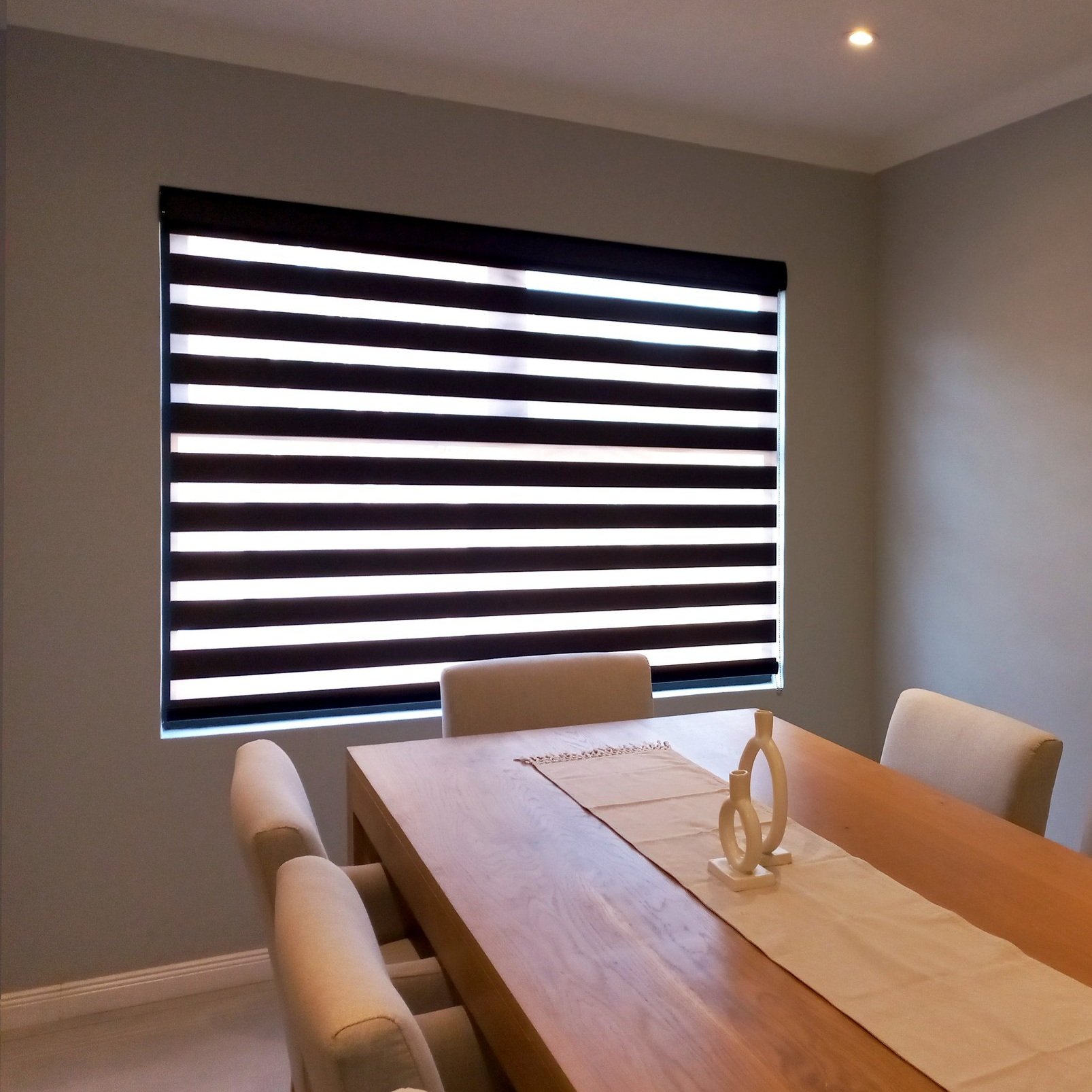 Zebra blinds, bands in open position