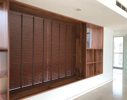 motorised timber venetian blinds