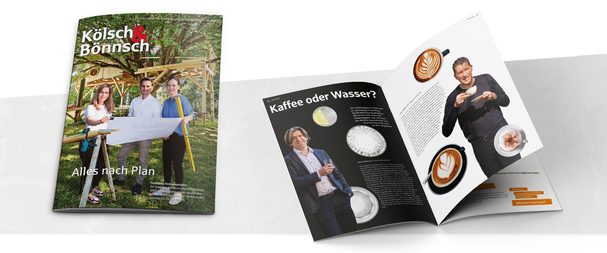    AUFGABE UND ZIEL: Auch die dritte Neukonzeptionierung und Realisierung der Mitarbeiterzeitschrift haben wir übernommen. Bis auf Name und Hausschrift war dieses Mal der Neuausrichtung keine Grenzen gesetzt. Bestehenden Corporate Design-Richtlinien 