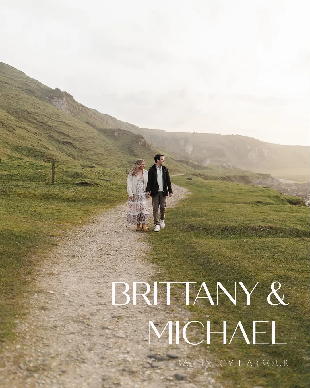 Brittany &amp; Michael on their travels from America, newly engaged and wandering over those wild Irish landscapes. 🤍 The mist came down on this evening and magic happened.