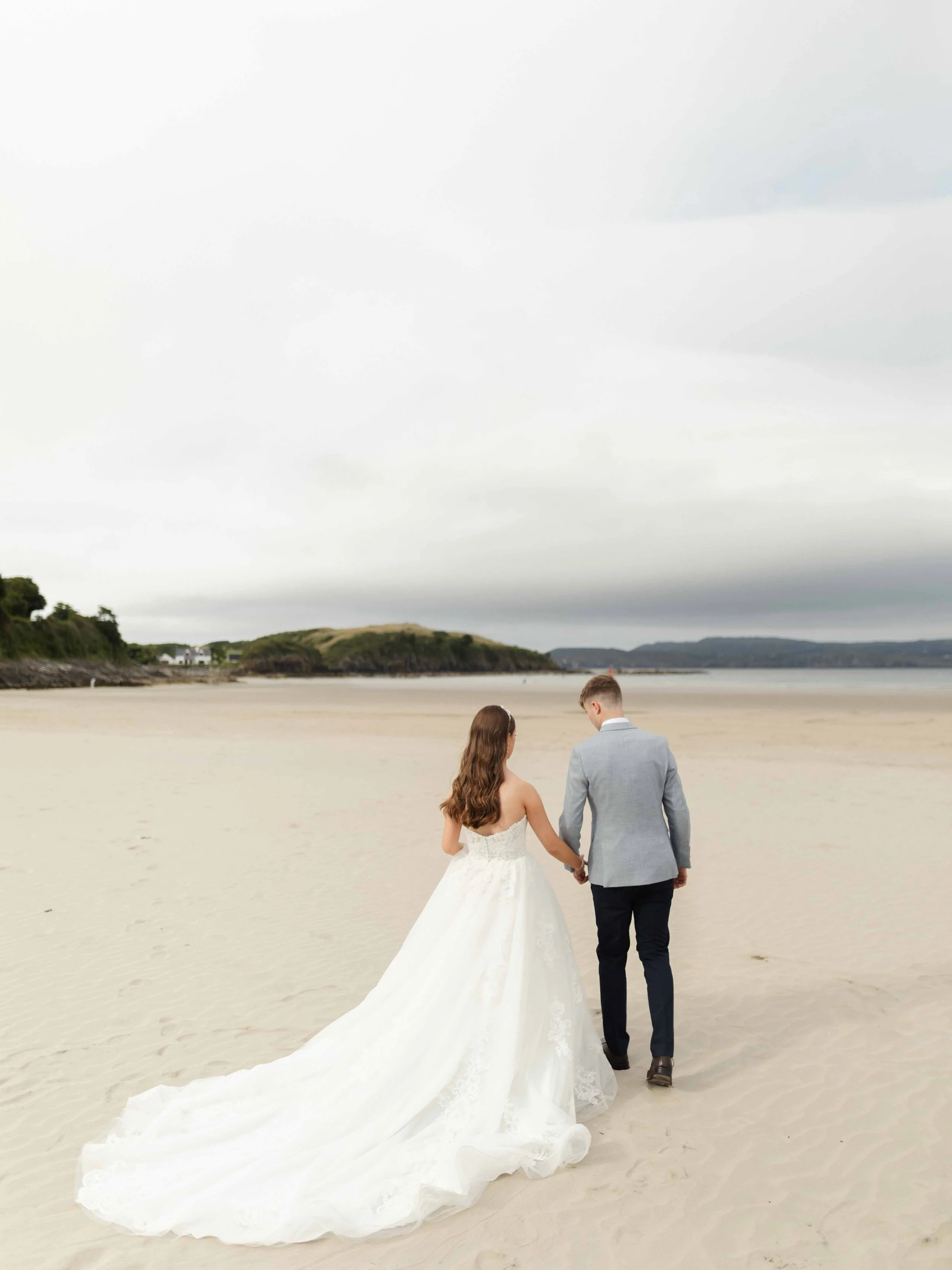 Kirsty &amp; Joshua 🤍 A joyful, intimate celebration with intentional details woven into every location and moment. 
Their couple portraits taken at the beautiful Marble Hill Beach, Donegal.