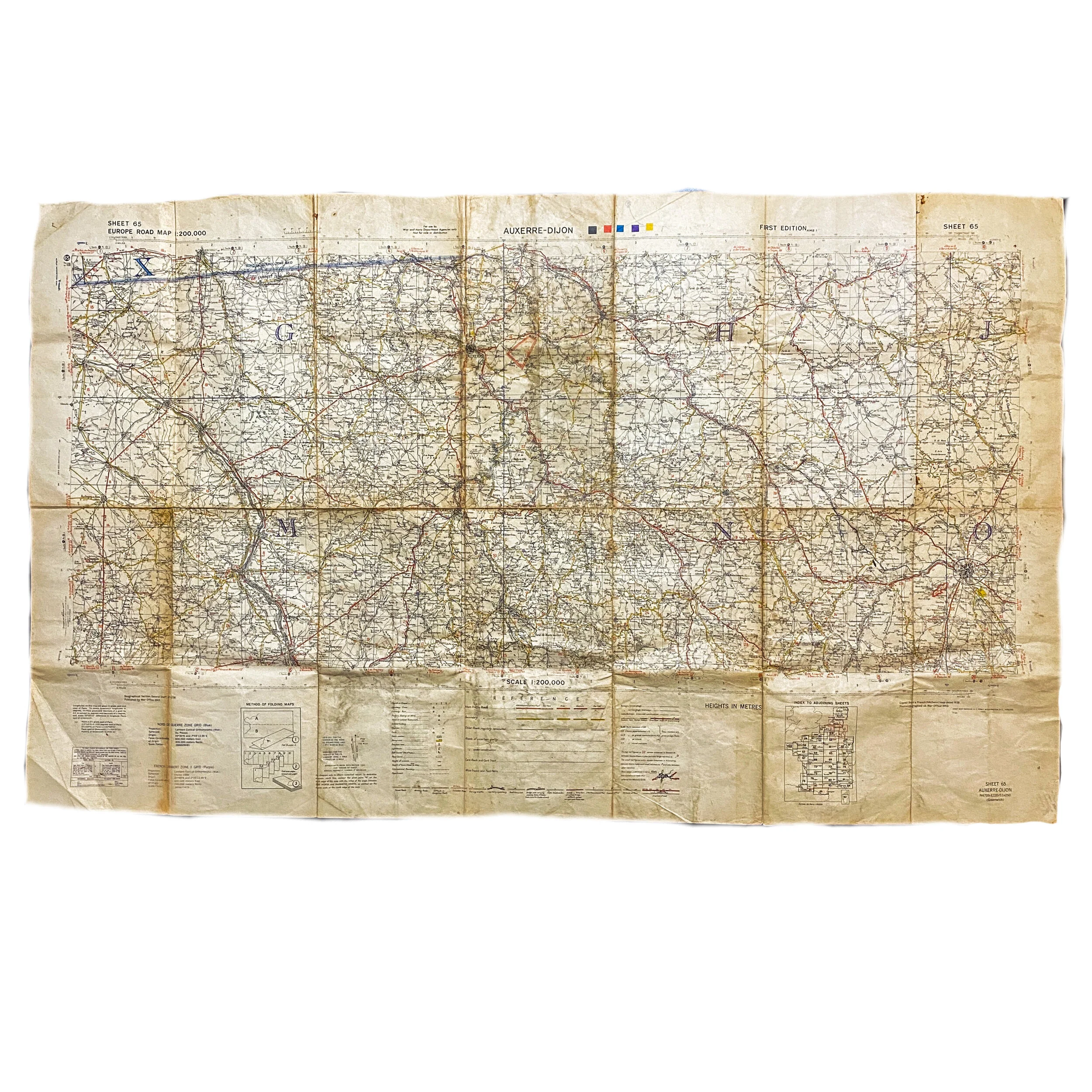 Original U.S. WWII Operation Dragoon Map of France - Dijon 1943