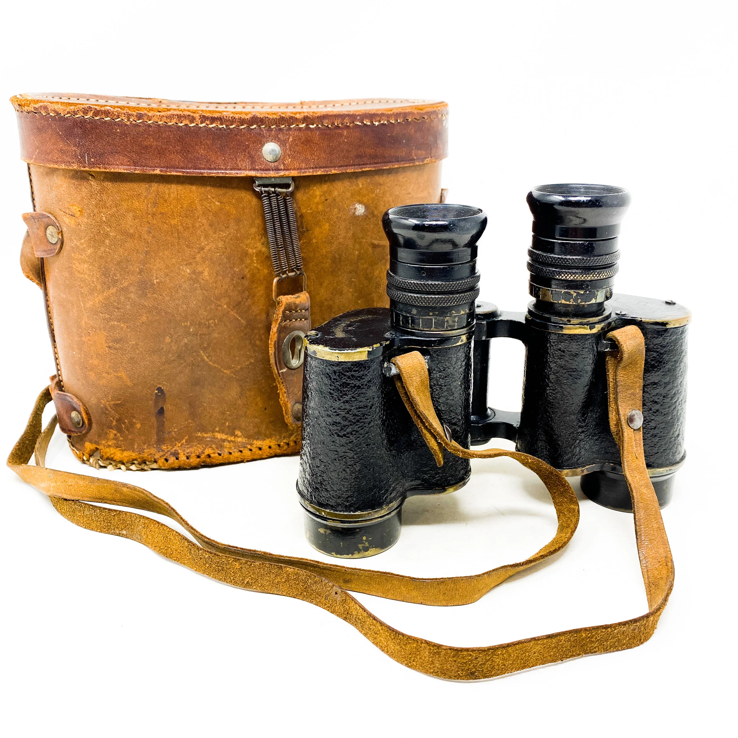 WWI Captain H. K. Honey 25th Trench Mortar Battery Binoculars &amp; Case