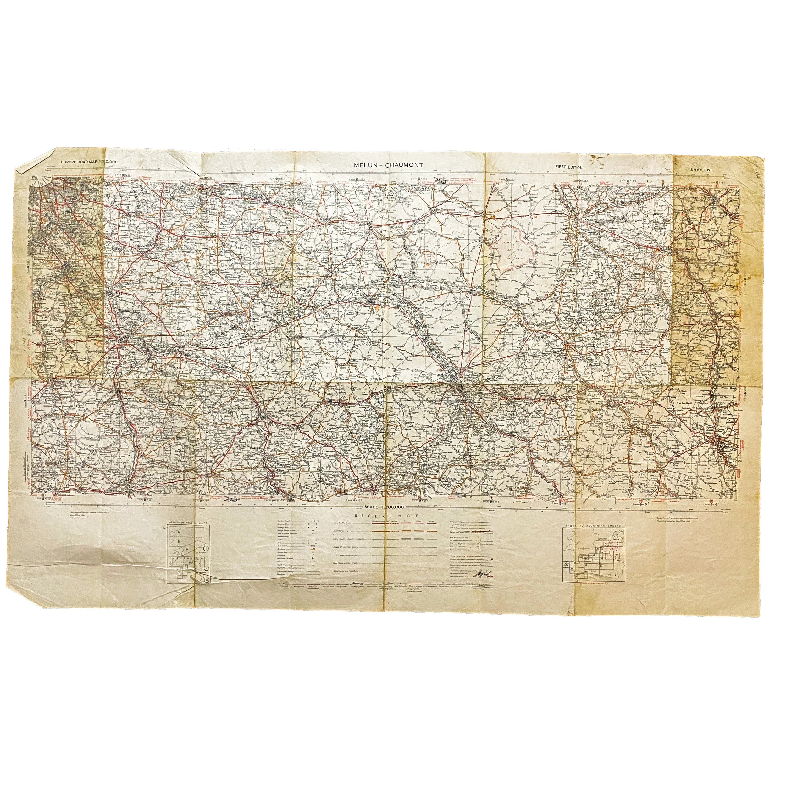 310th Field Artillery 'George W. B.' Named Combat Map of 'Melun-Chaumont' France