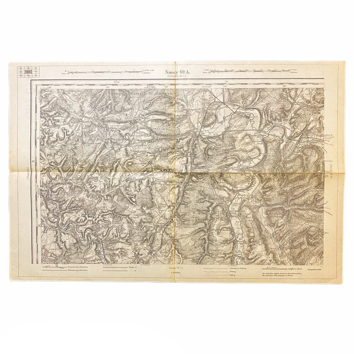 Captured German Combat Map of 'Nancy 69A' France Sector