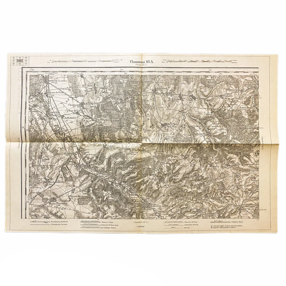 Captured German Combat Map of 'Chaumont 83A' France Sector