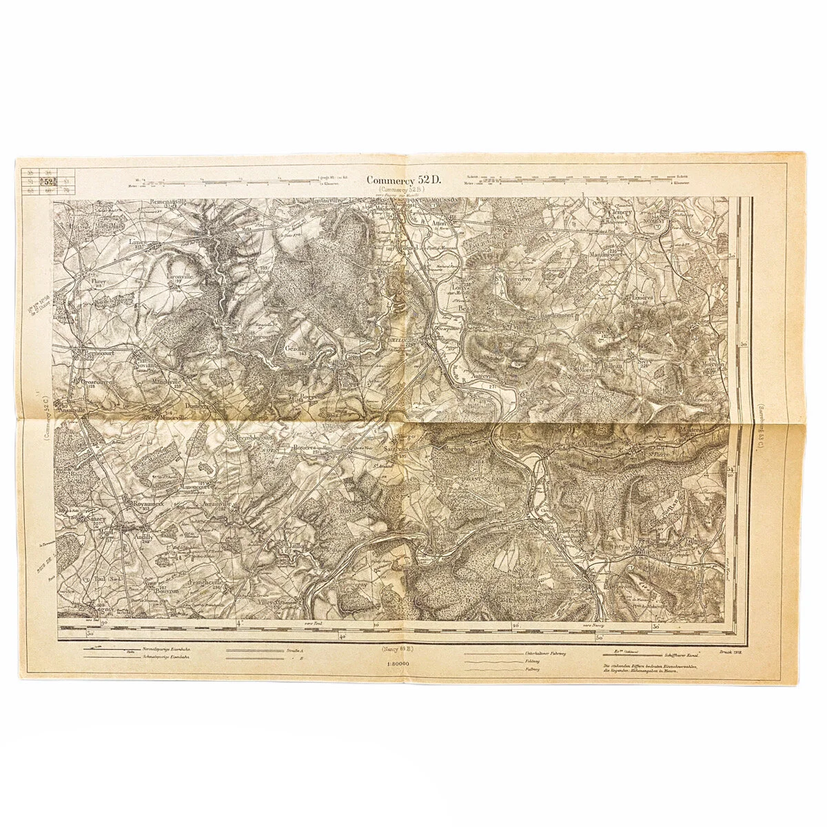 Captured German Combat Map of 'Commercy 52D' France Sector