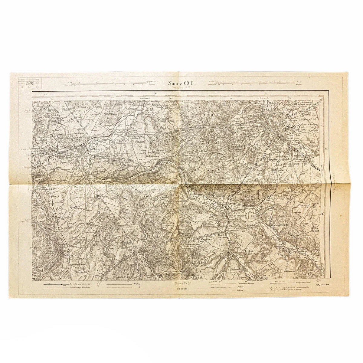 Captured German Combat Map of 'Nancy 69B' France Sector