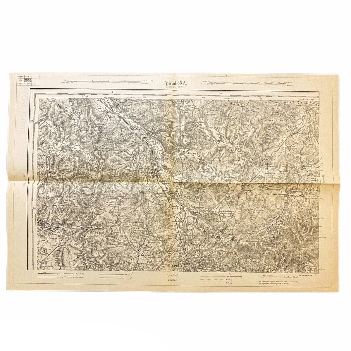 Captured German Combat Map of 'Epinal 85A' France Sector
