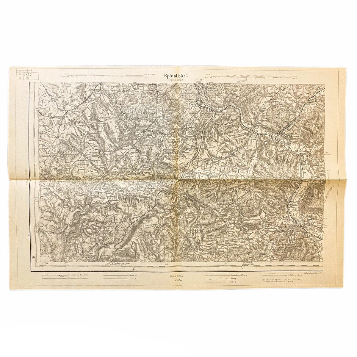 Captured German Combat Map of 'Epinal 85C' France Sector