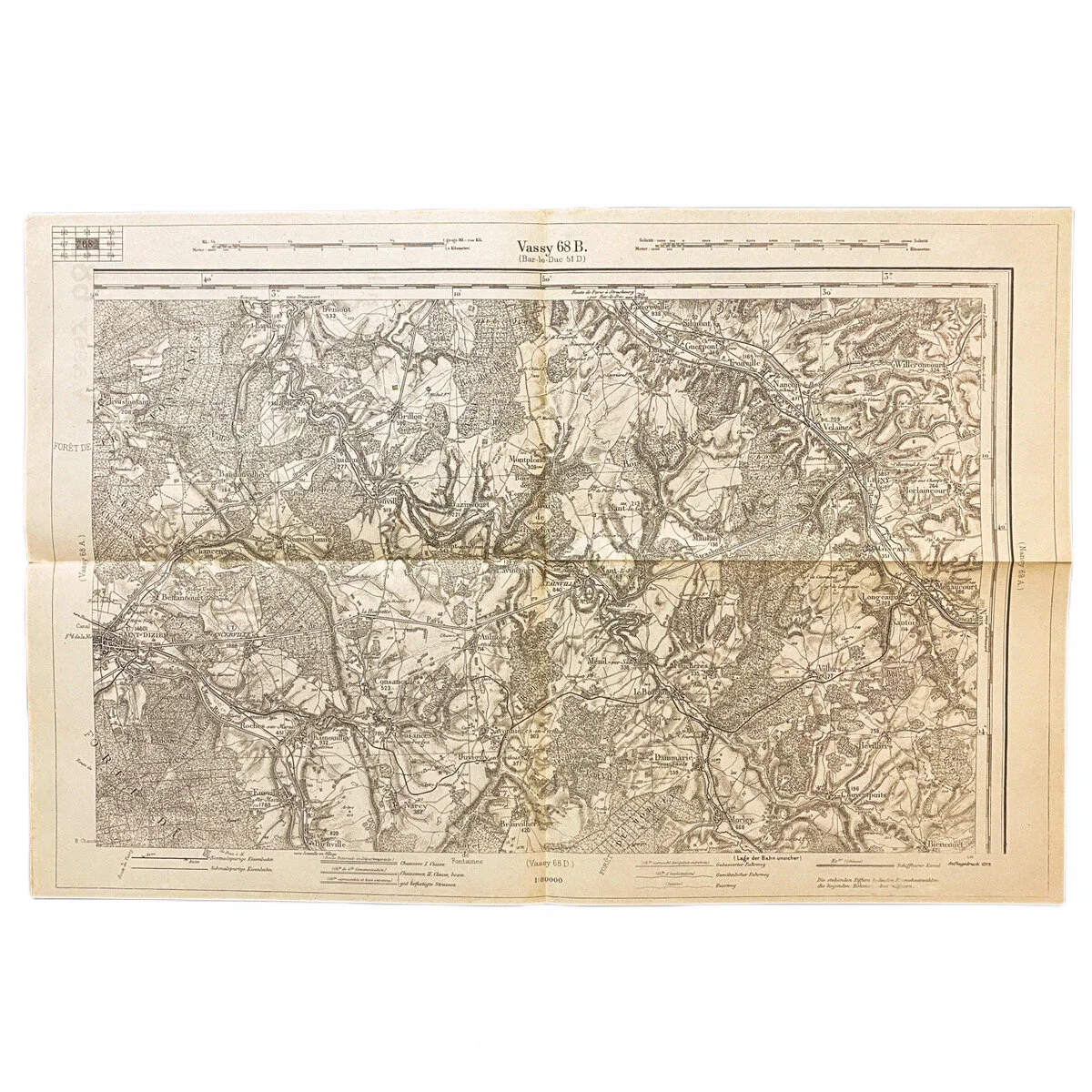 Captured German Combat Map of 'Vassy 68B' France Sector