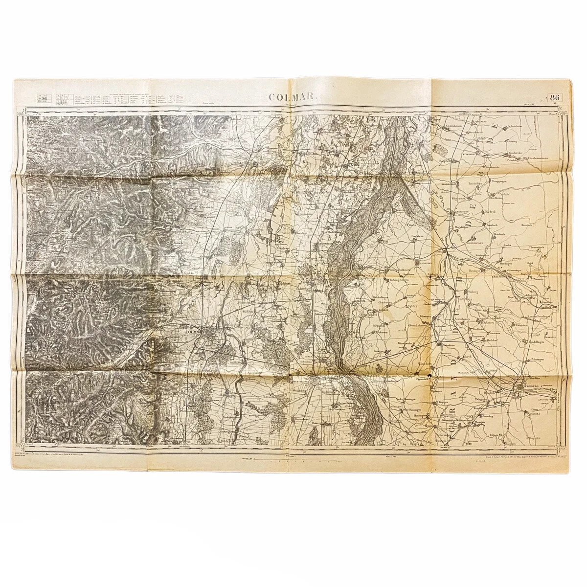 Large Captured German Combat Map of 'Colmar' France Sector
