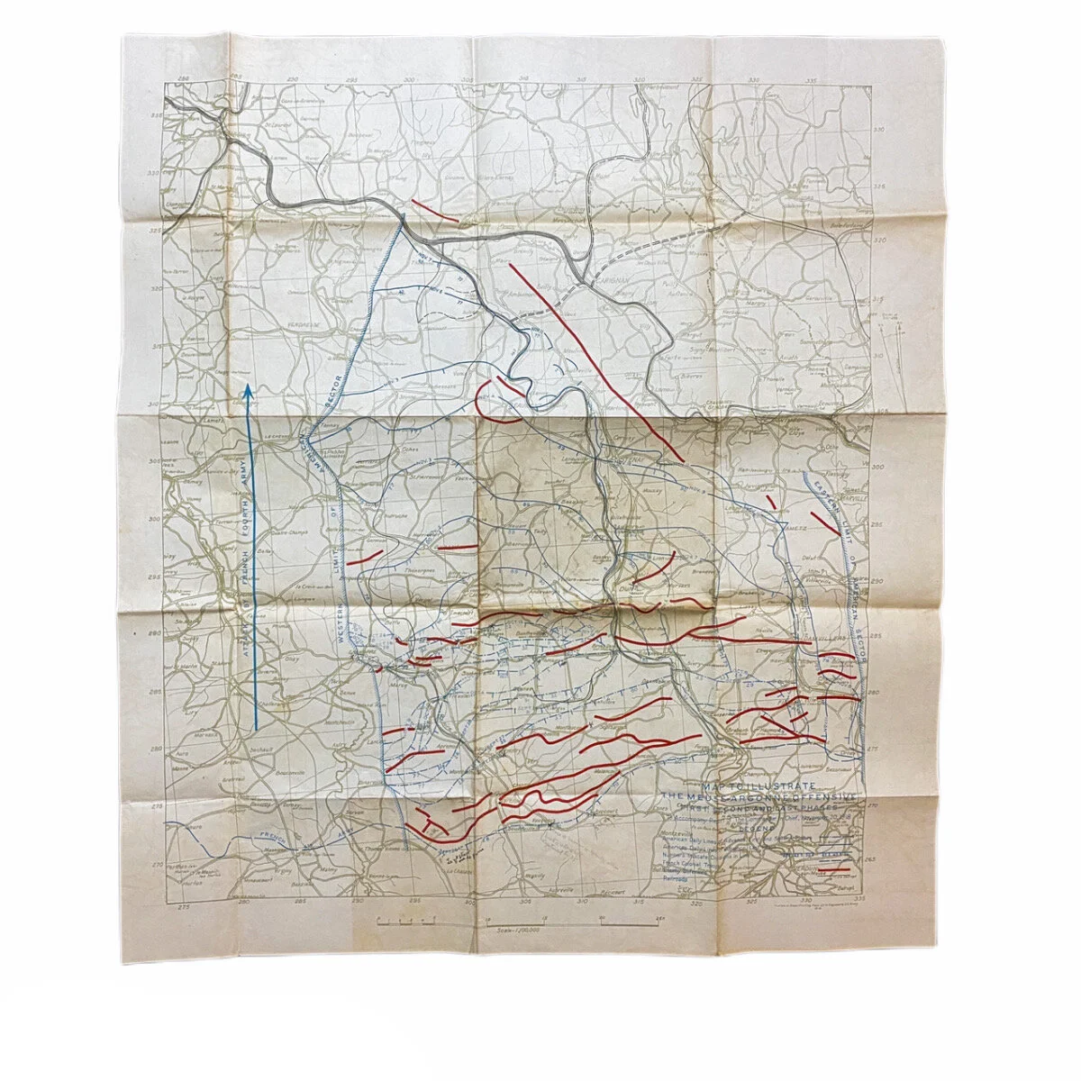 1918 Meuse-Argonne Offensive 1st and 2nd Phases Advancement Officers Map