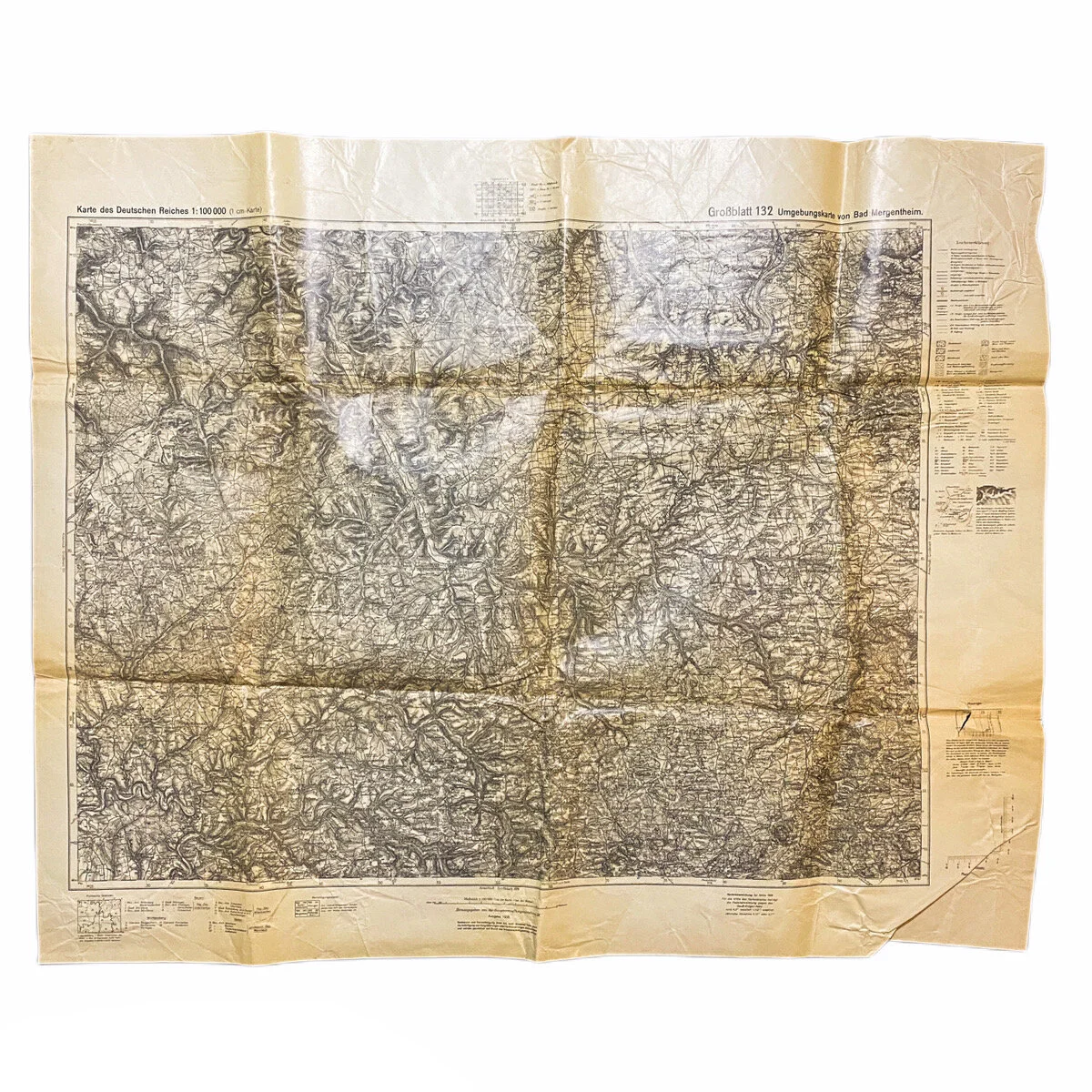 1938 German Infantry 'Bad Mergenthein' Germany Combat Map