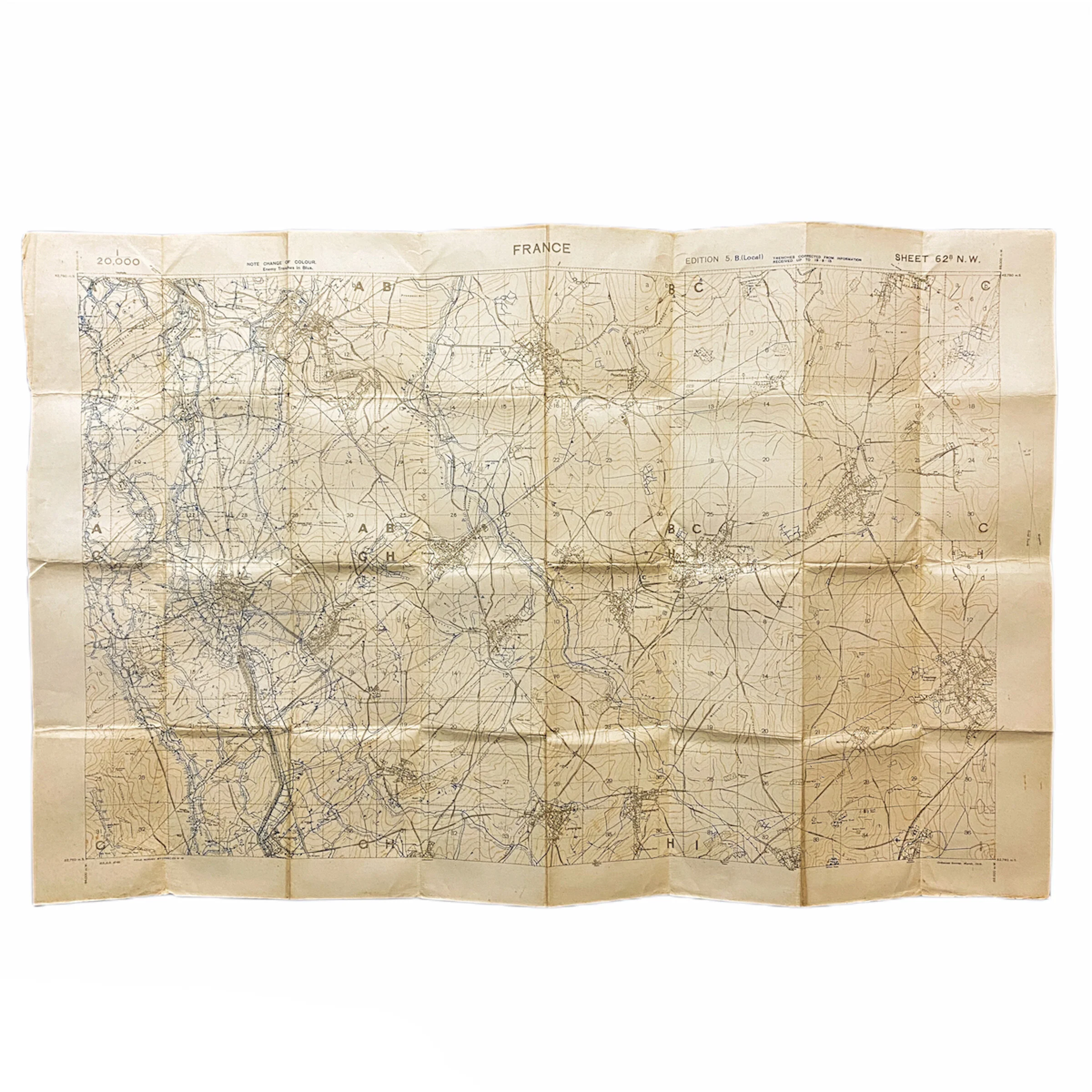 Battle of St Quentin Canal '9/19/1918' German Emplacement and Trench Positions Combat Map