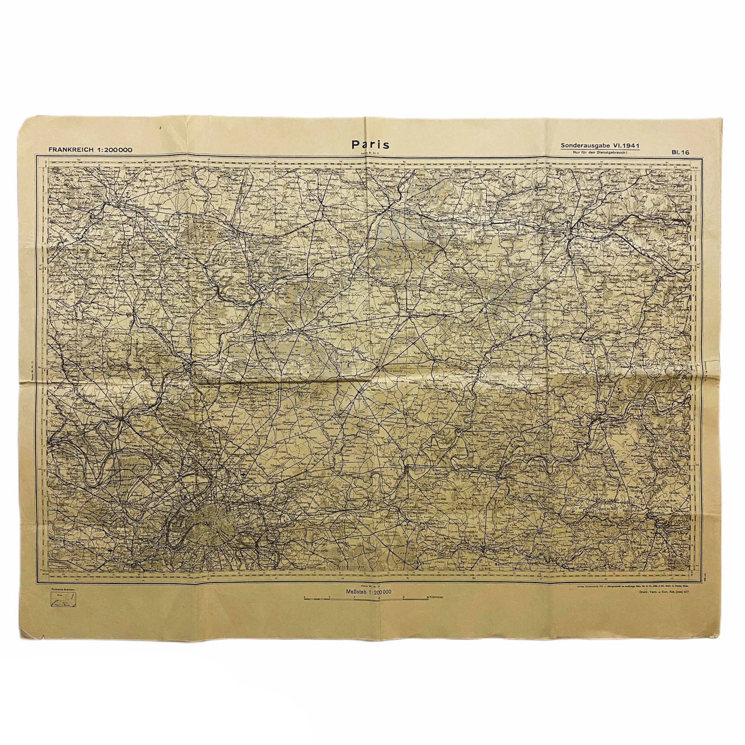 German 'Frankreich' Invasion of Paris Combat Map