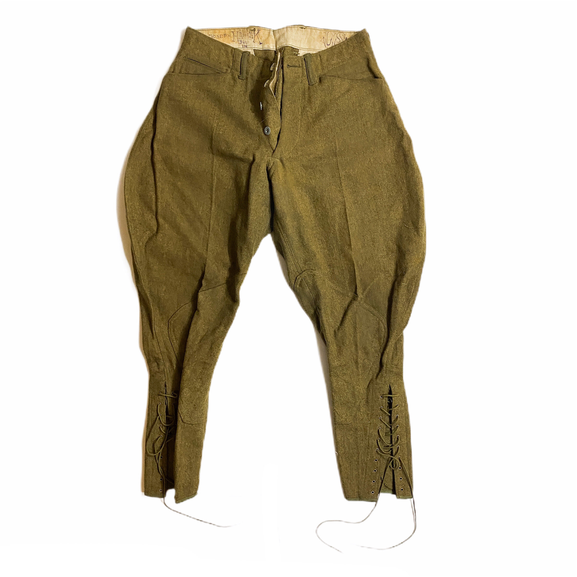 Named 'Joseph Hanqlik' - Co. B - 34th Infantry Army Field Breeches