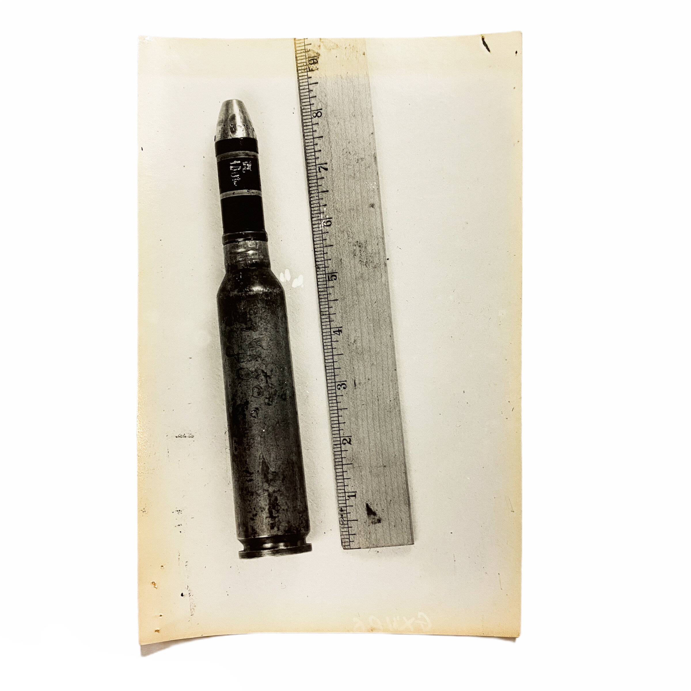 WWII Disposal Unit 'CLASSIFIED' Japanese 20mm Anti-Aircraft Tracer Pom Pom Shell Photograph