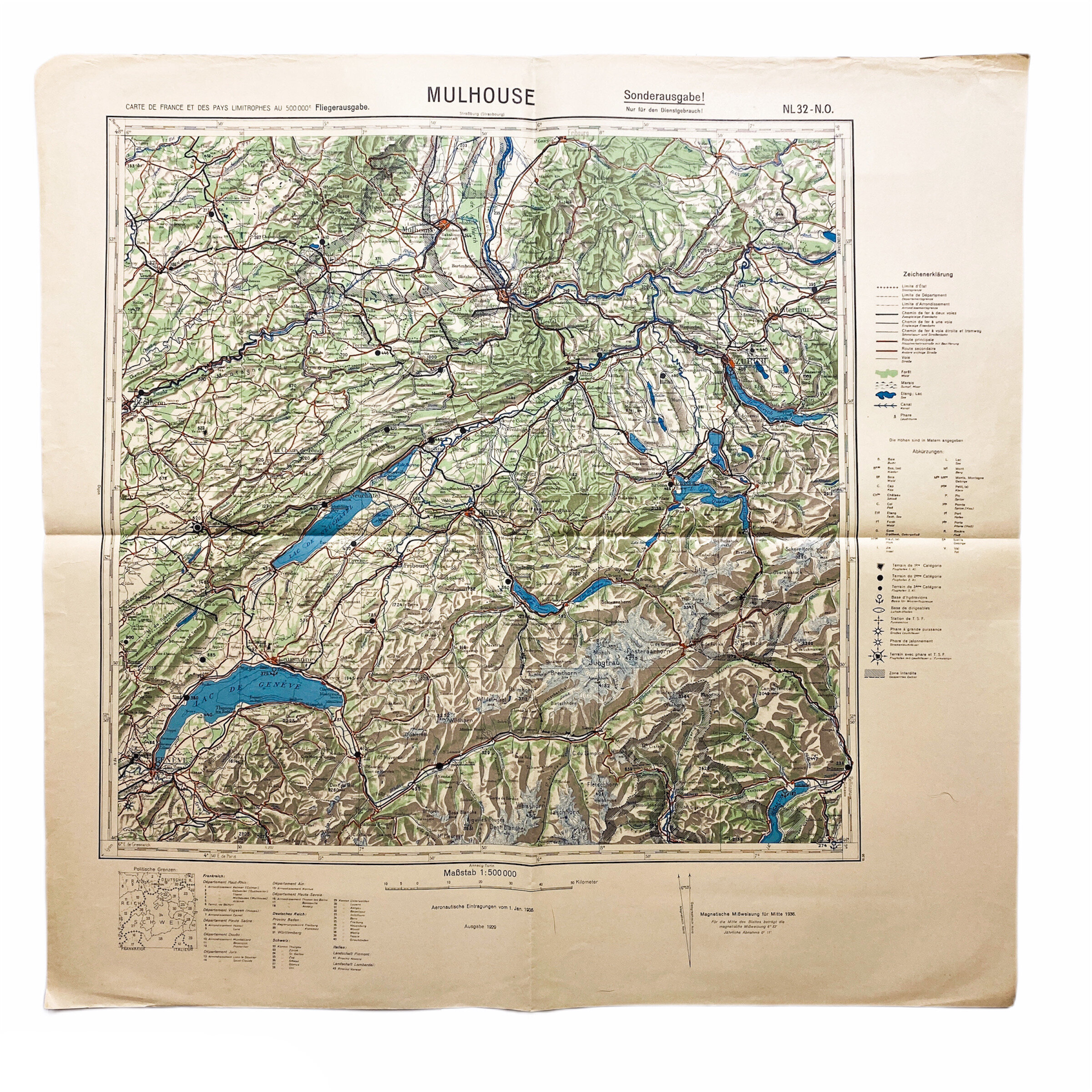 "Battle of France" 1936 Dated German 'Mulhouse' Sonderausgabe (Special Edition) Combat Map