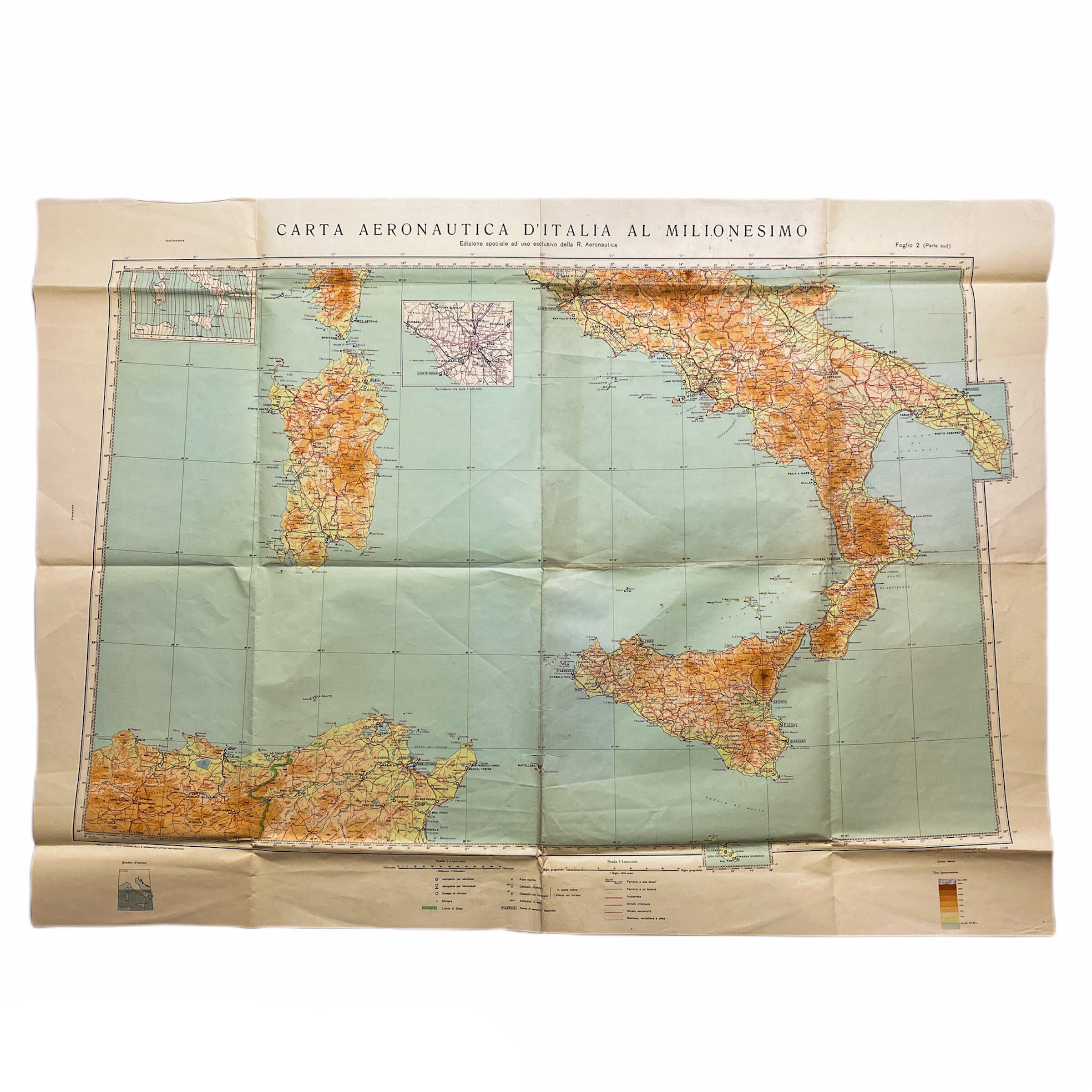 *EXCLUSIVE* 1942 Dated - Italian (Axis) Aeronautica Nazionale Repubblicana (ANR) Combat Map of Italy and Sicily