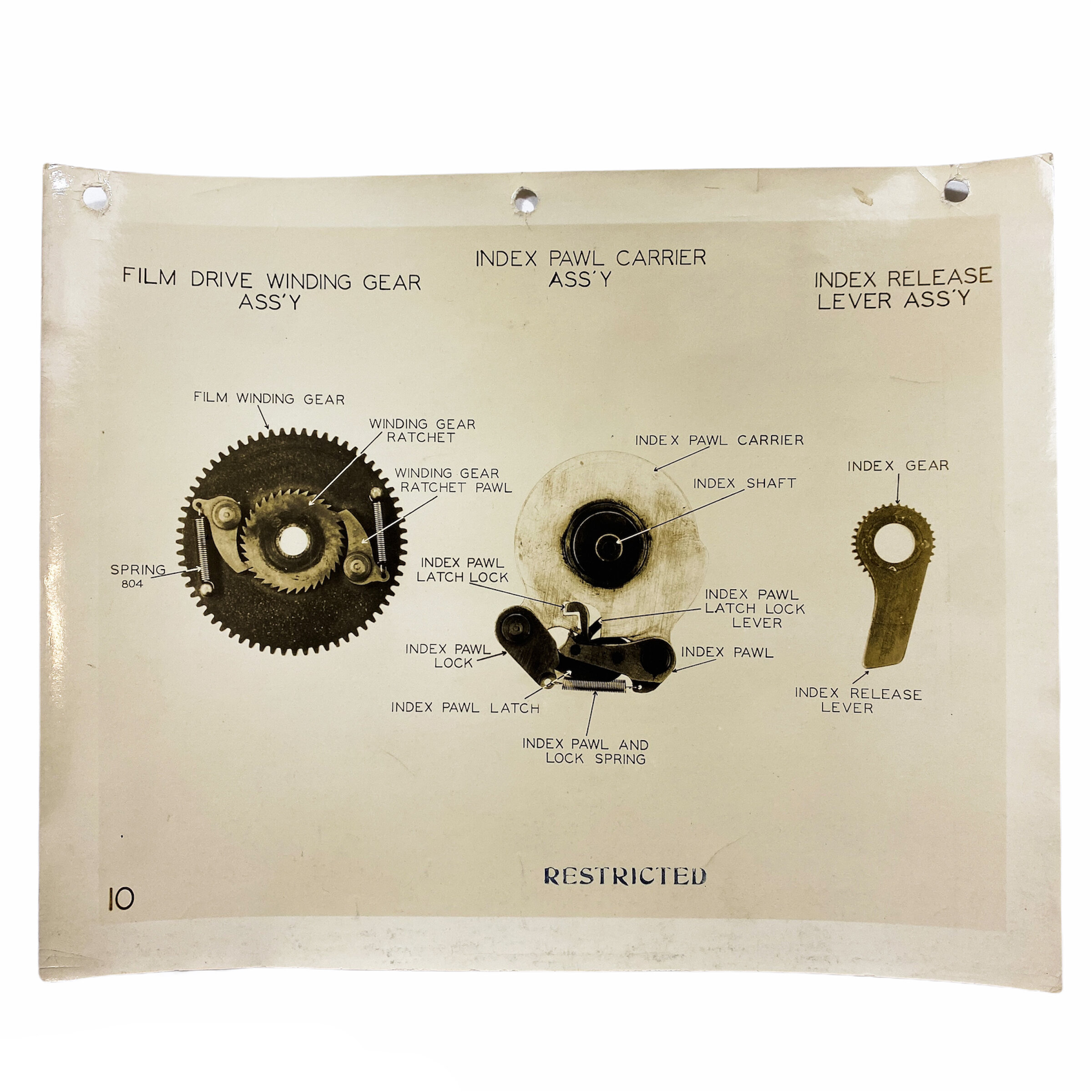 'RESTRICTED' Film Drive Winding Gear Ass’y Diagram - Sgt. Joseph F. Wroblewski - 33rd Photo Reconnaissance Squadron