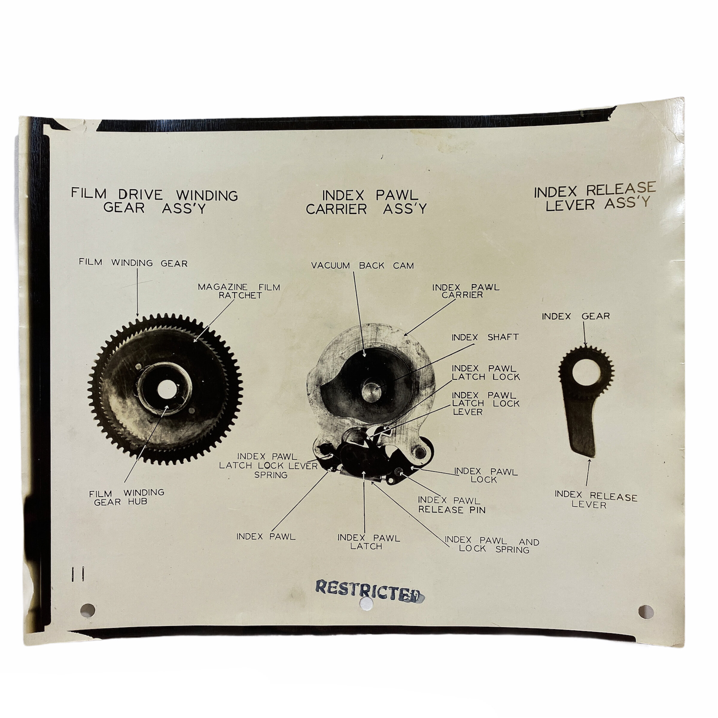 'RESTRICTED' Film Drive Winding Gear Ass’y Diagram - Sgt. Joseph F. Wroblewski - 33rd Photo Reconnaissance Squadron