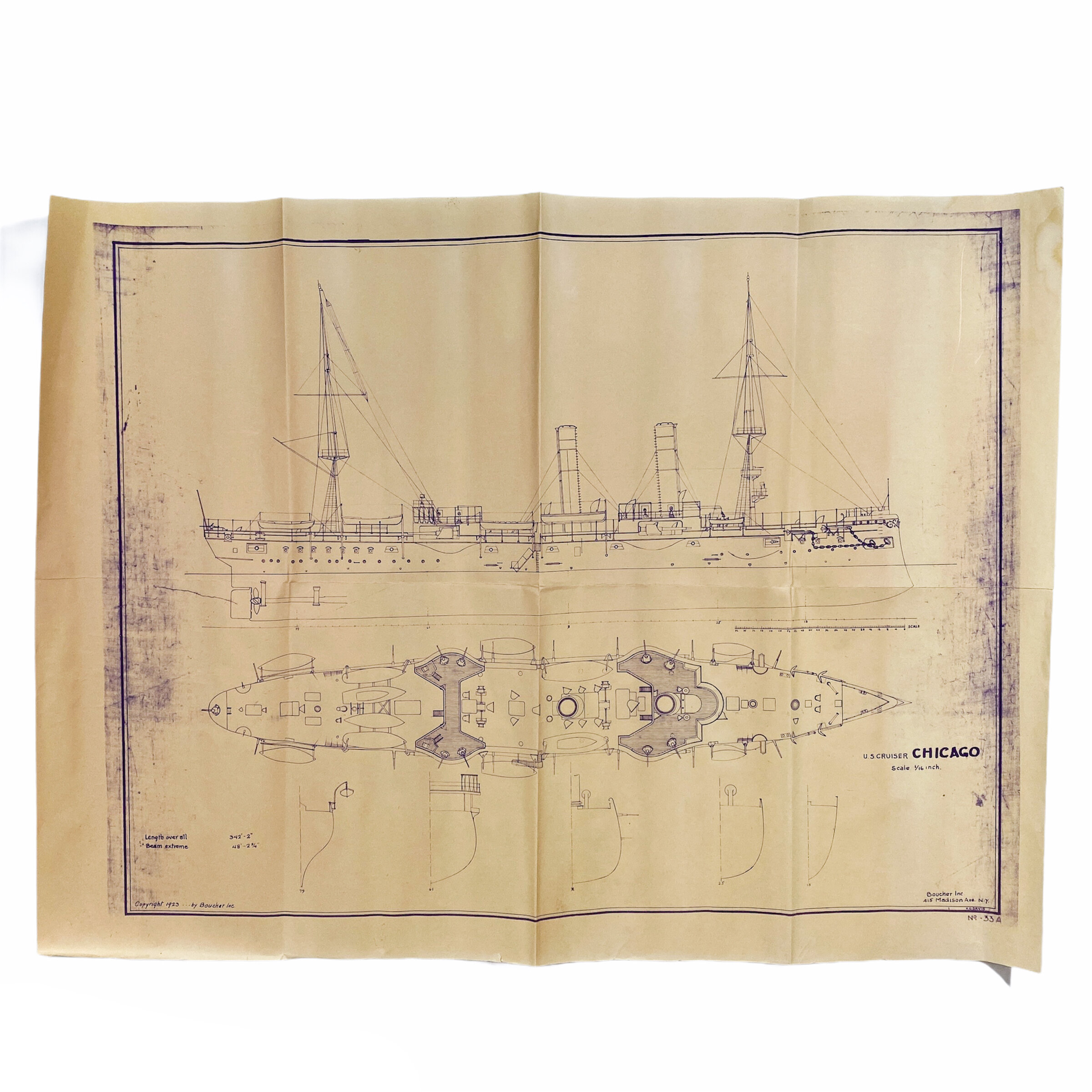 Vintage - U.S. Cruiser Chicago Layout Blueprint - Drawing 33A - Boucher Inc.