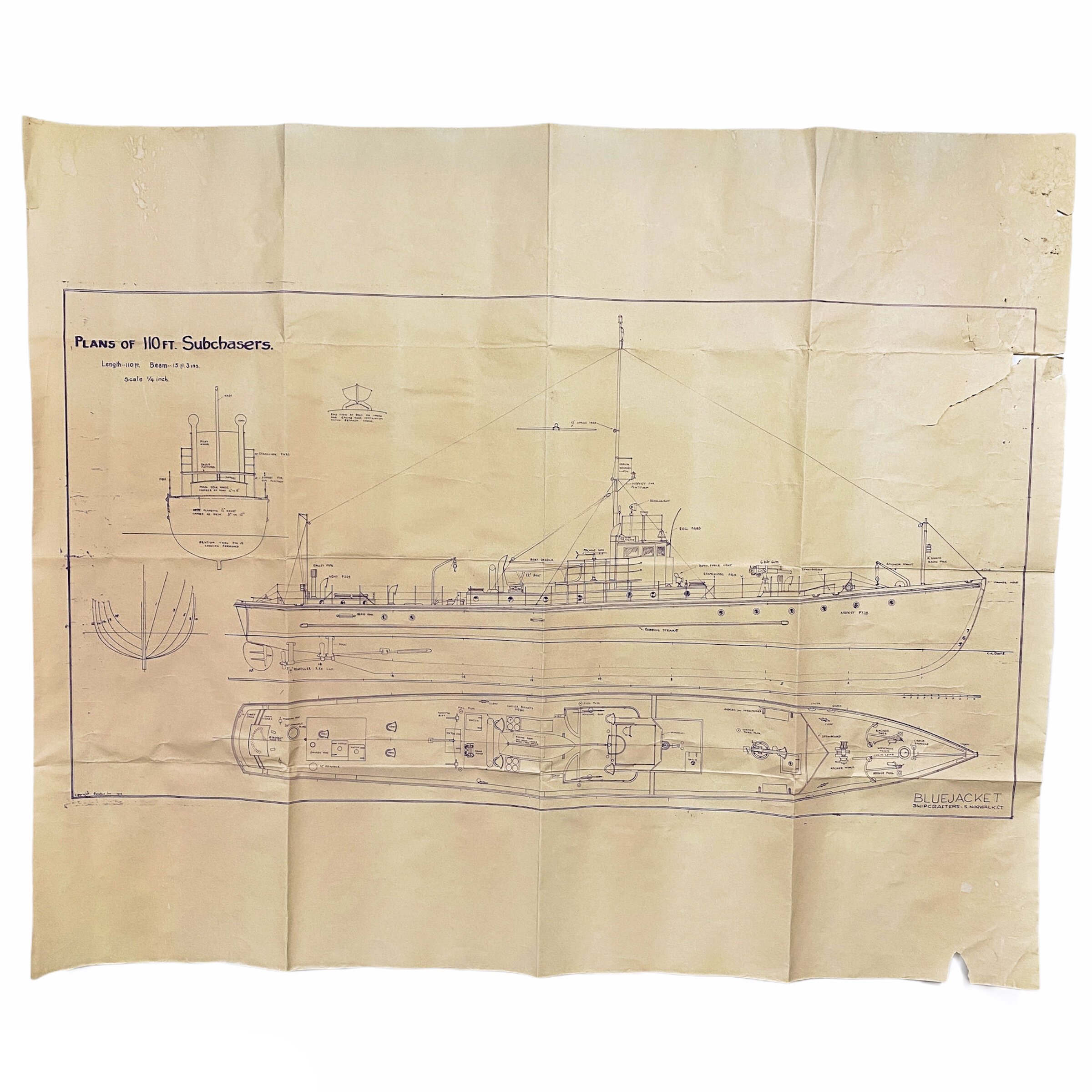 Vintage - Plans of 110 ft Sub-Chasers Layout Blueprint - Bluejacket Shipcrafters