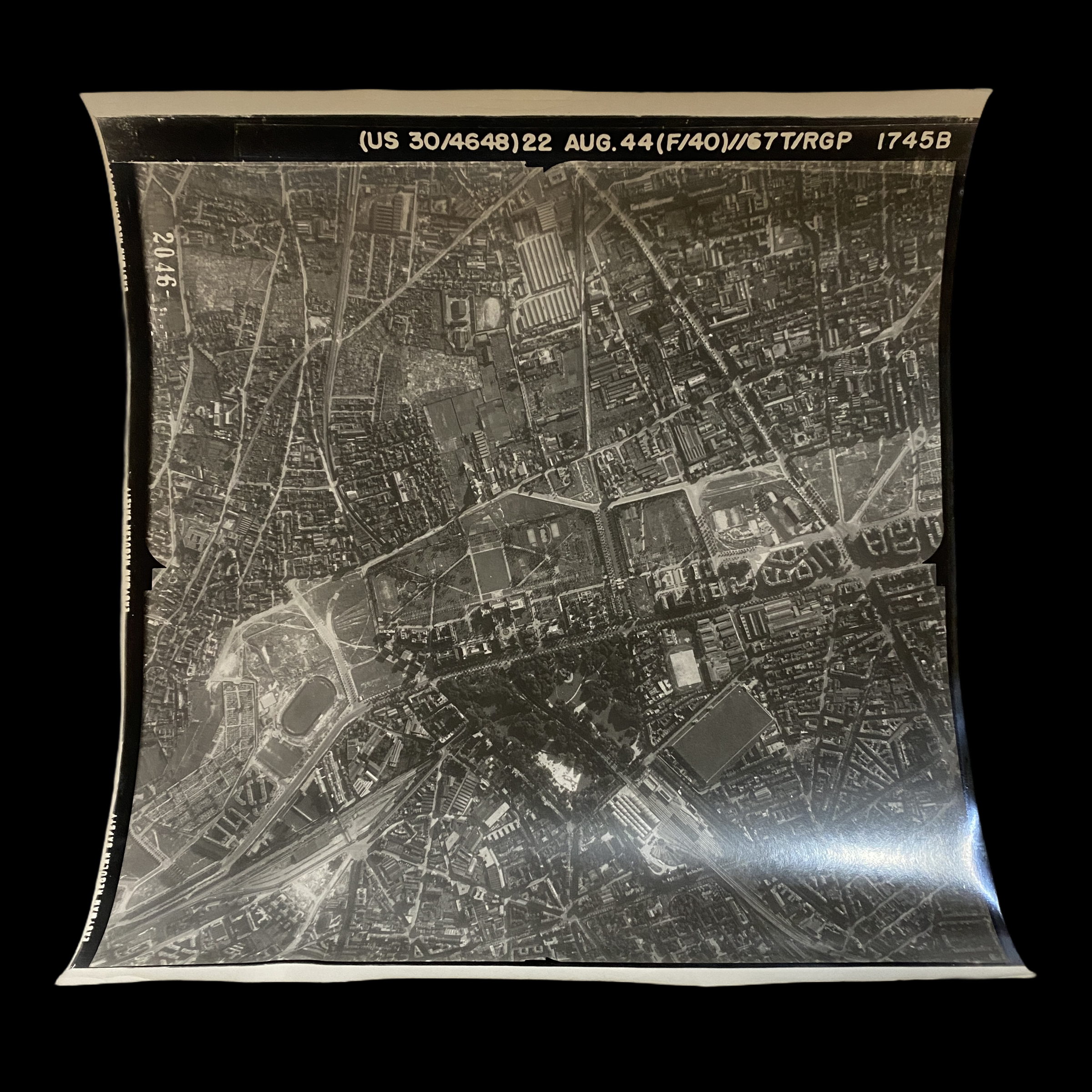 E.T.O. Bombing Raid - Dated August 22nd, 1944 - Bomb Sight Aerial Photograph