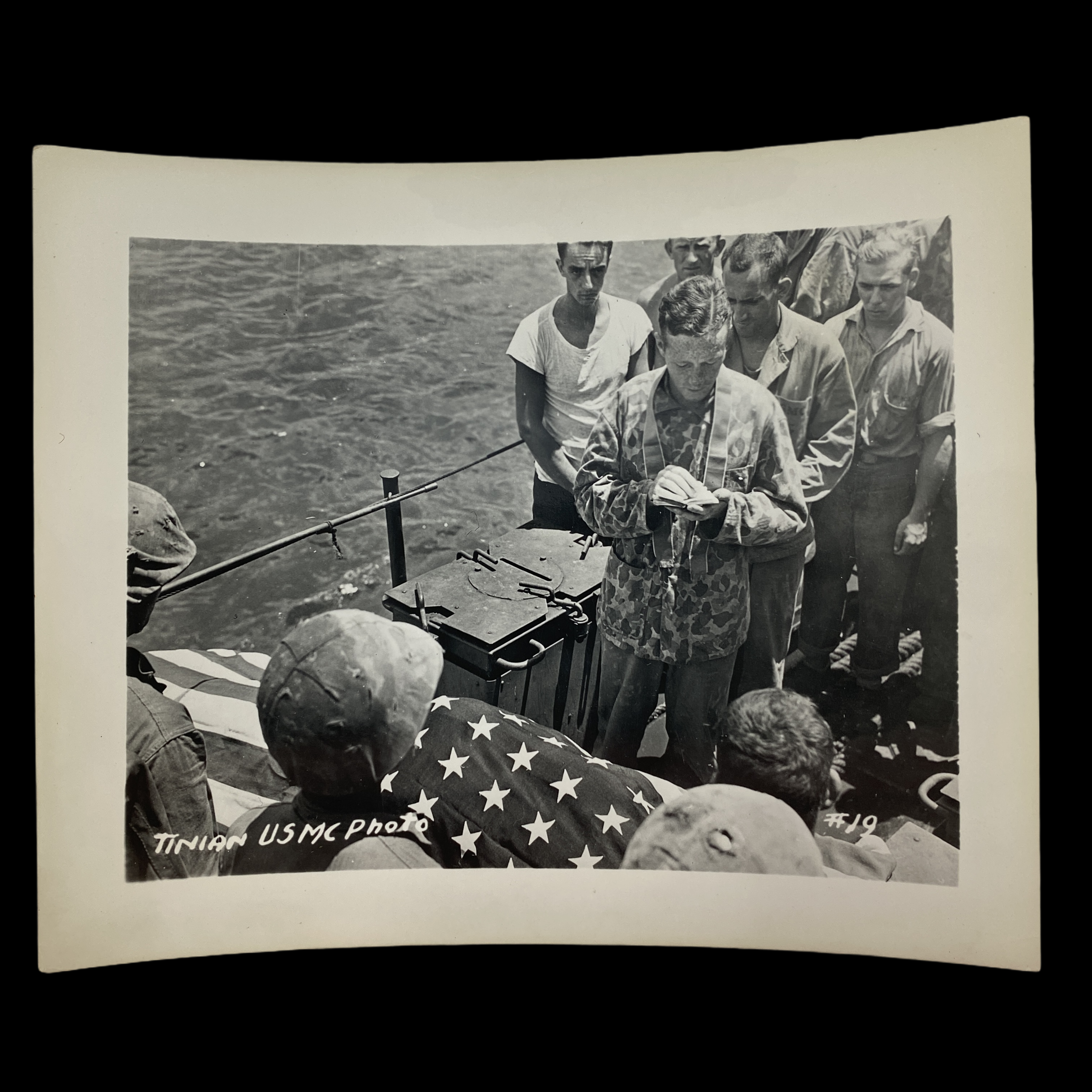 "Tinian KIA Burial at Sea" - Original World War II Era U.S.M.C. Photograph (FREE SHIPPING)