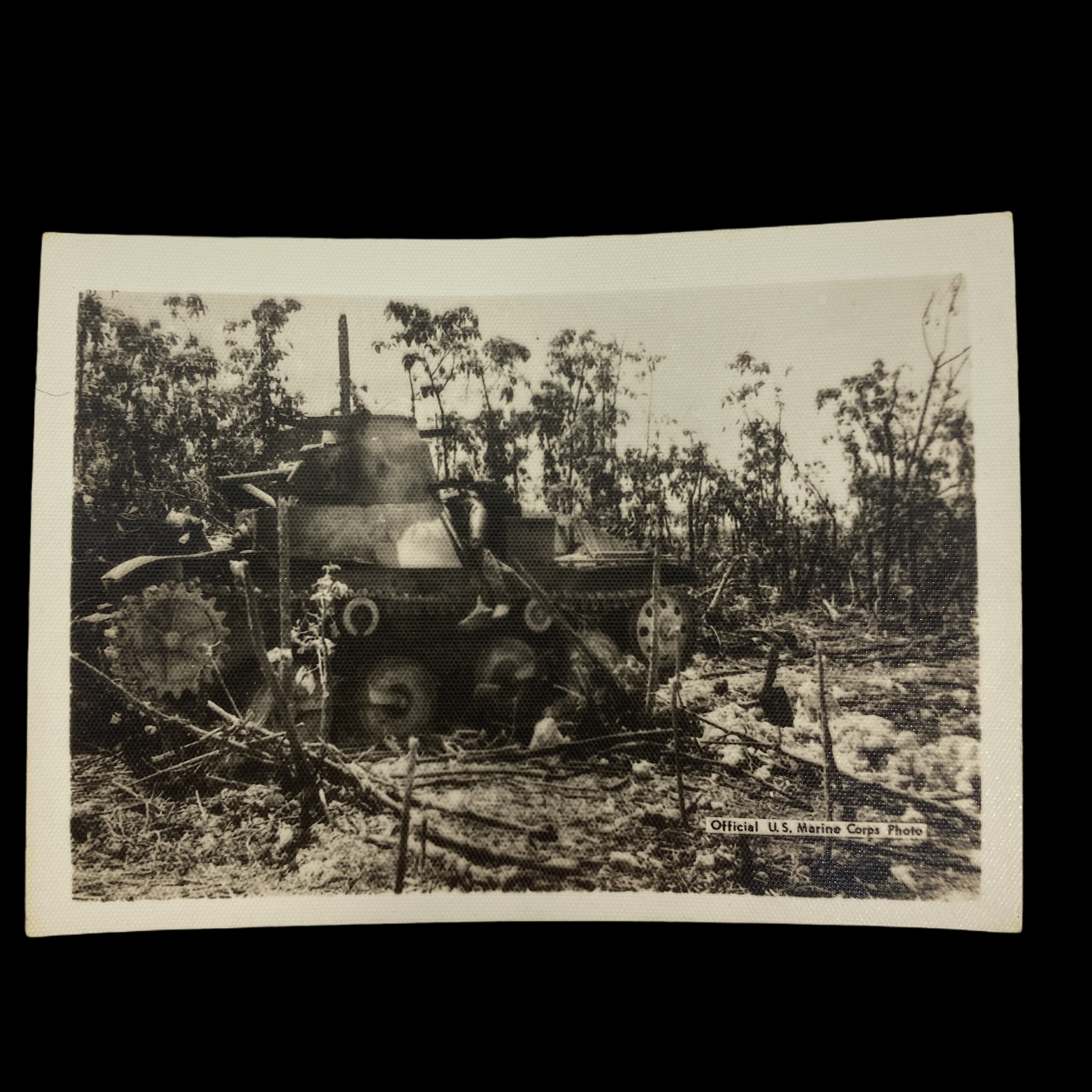 "Destroyed Tank" - Original World War II Era U.S.M.C. Photograph (FREE SHIPPING)
