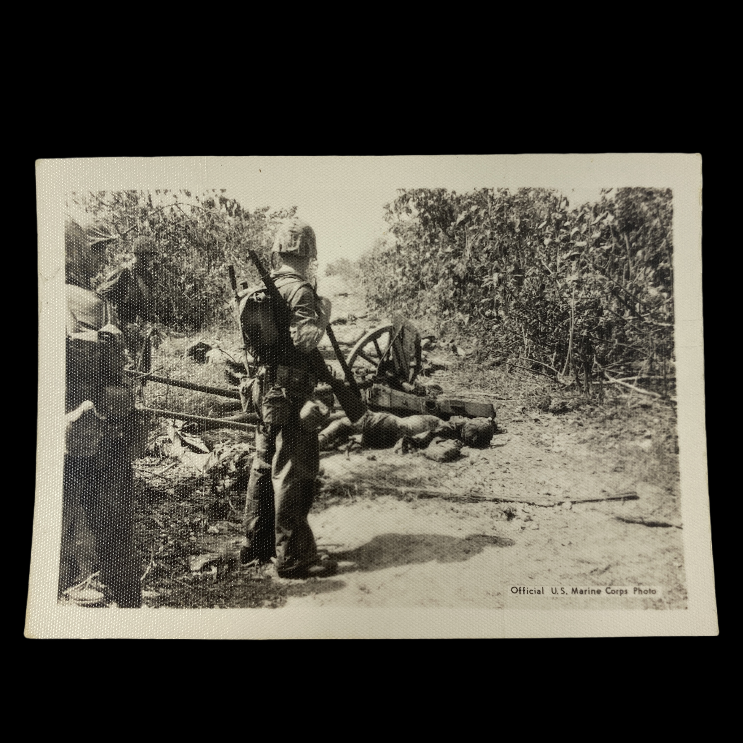 "Marines Look at Ruin" - Original World War II Era U.S.M.C. Photograph (FREE SHIPPING)
