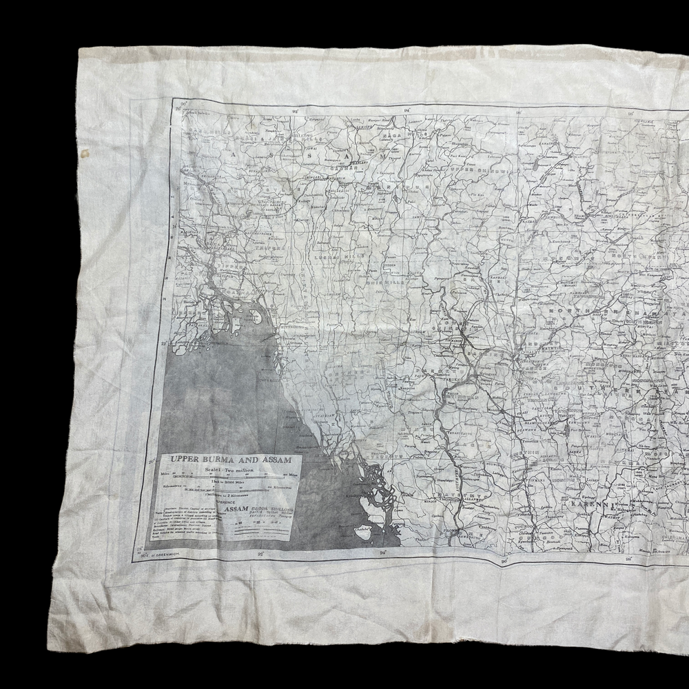 Three WW2 RAF silk escape and evade maps - large size double-sided