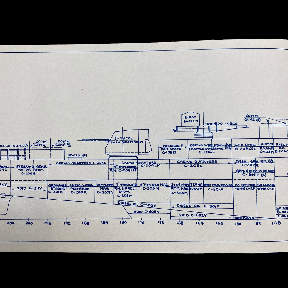 RARE! WWII 1943 USS Allen M. Sumner (DD-692) CONFIDENTIAL
