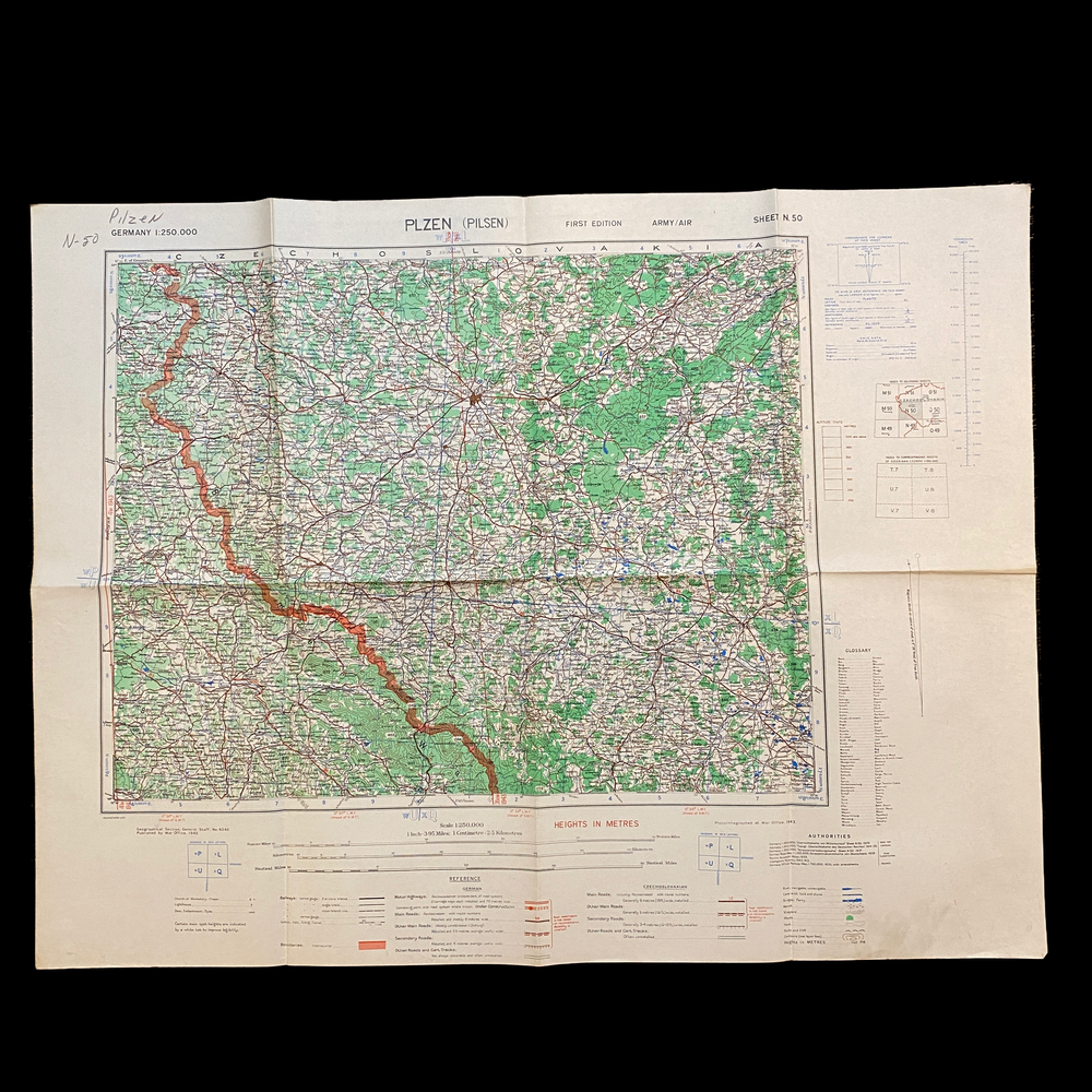RARE WWII 1943 Pilzen 100th Bomb Group B-17 Navigator Bomb Raid Map —  Premier Relics