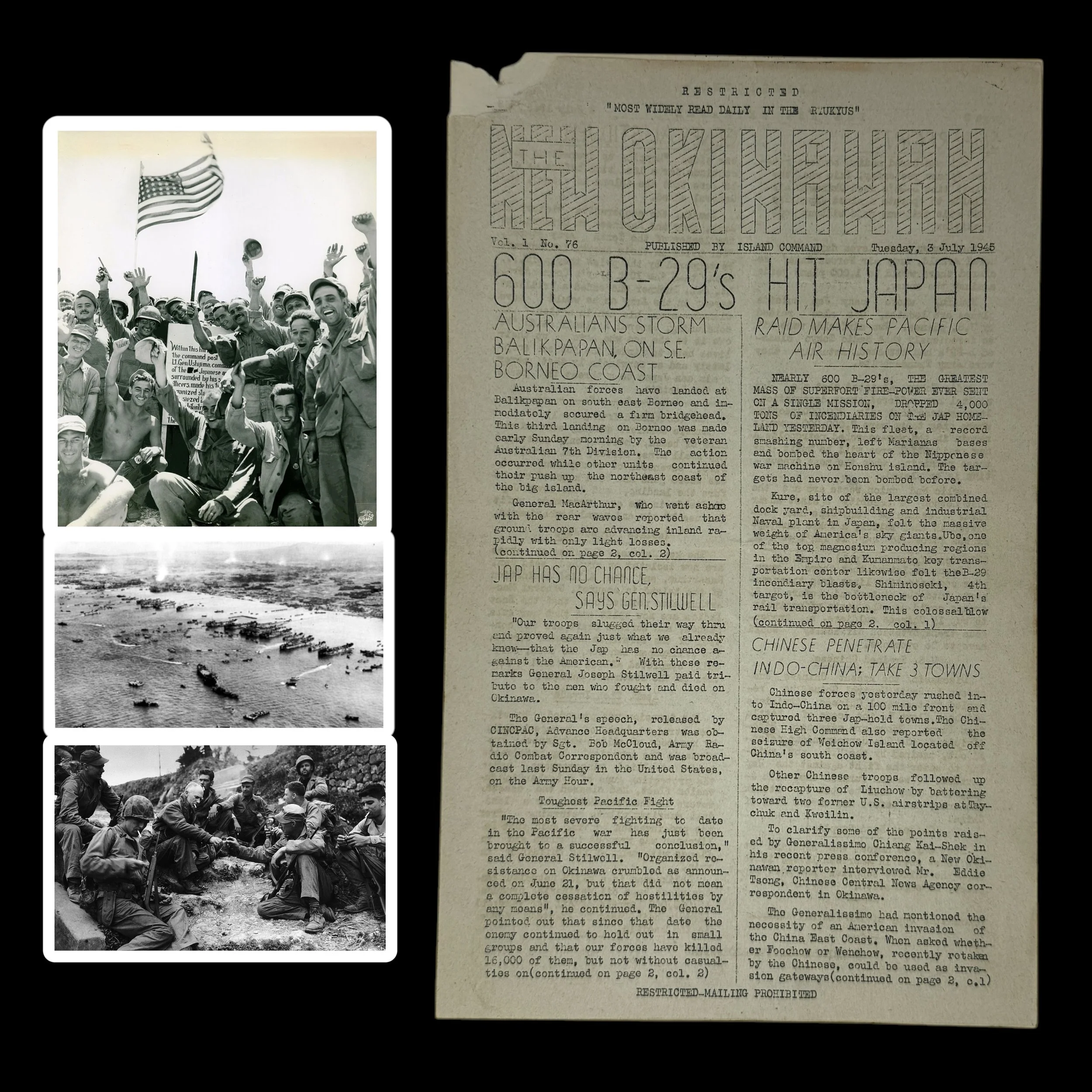 RARE! WWII July 3rd, 1945 "The New Okinawan" U.S. Soldier Produced Battlefield-Printed U.S. Military Combat Press Newspaper*
