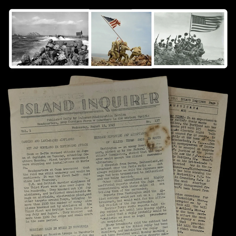 VERY RARE! WWII August 15th, 1945 Iwo Jima Island Inquirer