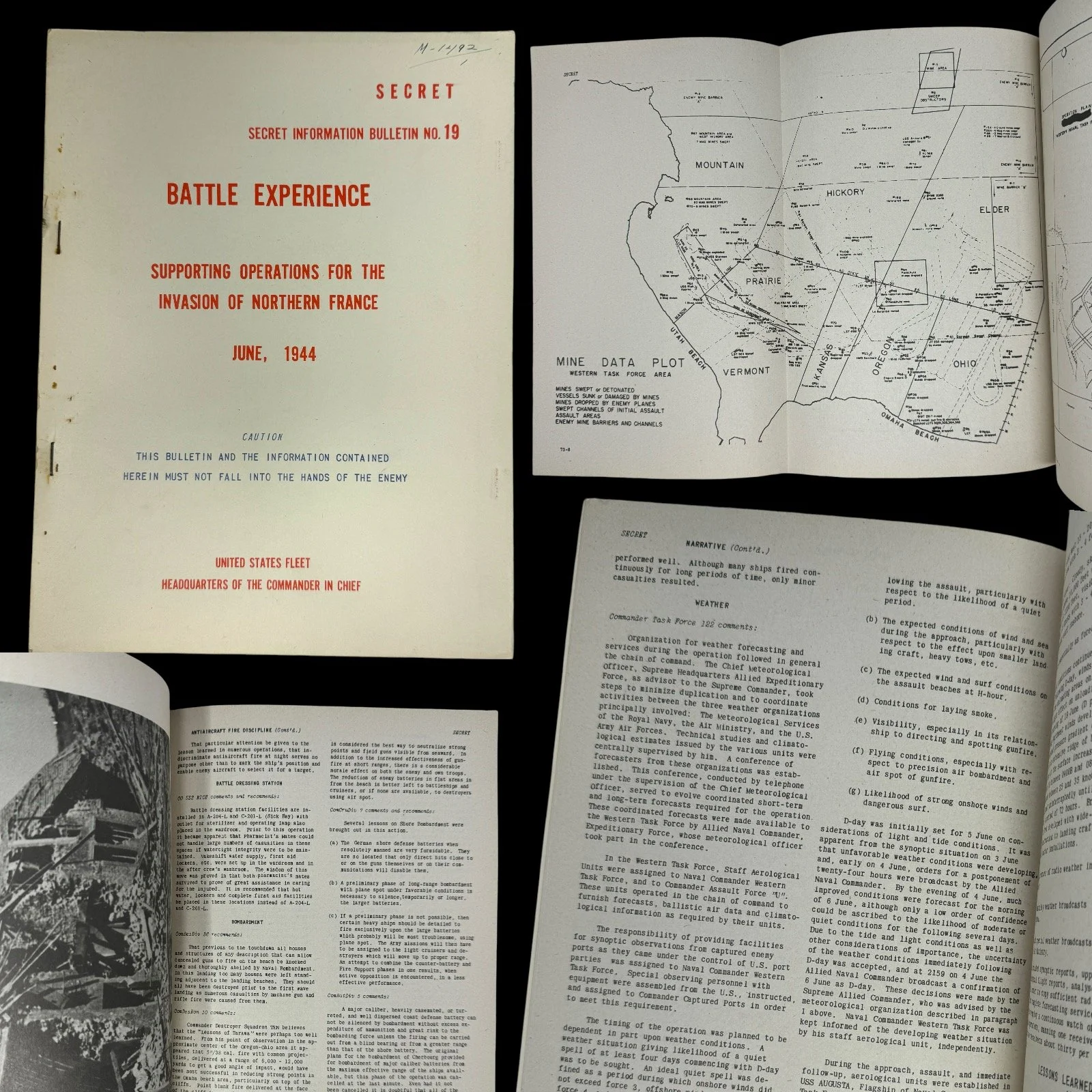 EXTREMELY RARE! WWII SECRET Normandy D-Day 1944 Operation Overlord Headquarters of the Commander in Chief Military Intelligence Report