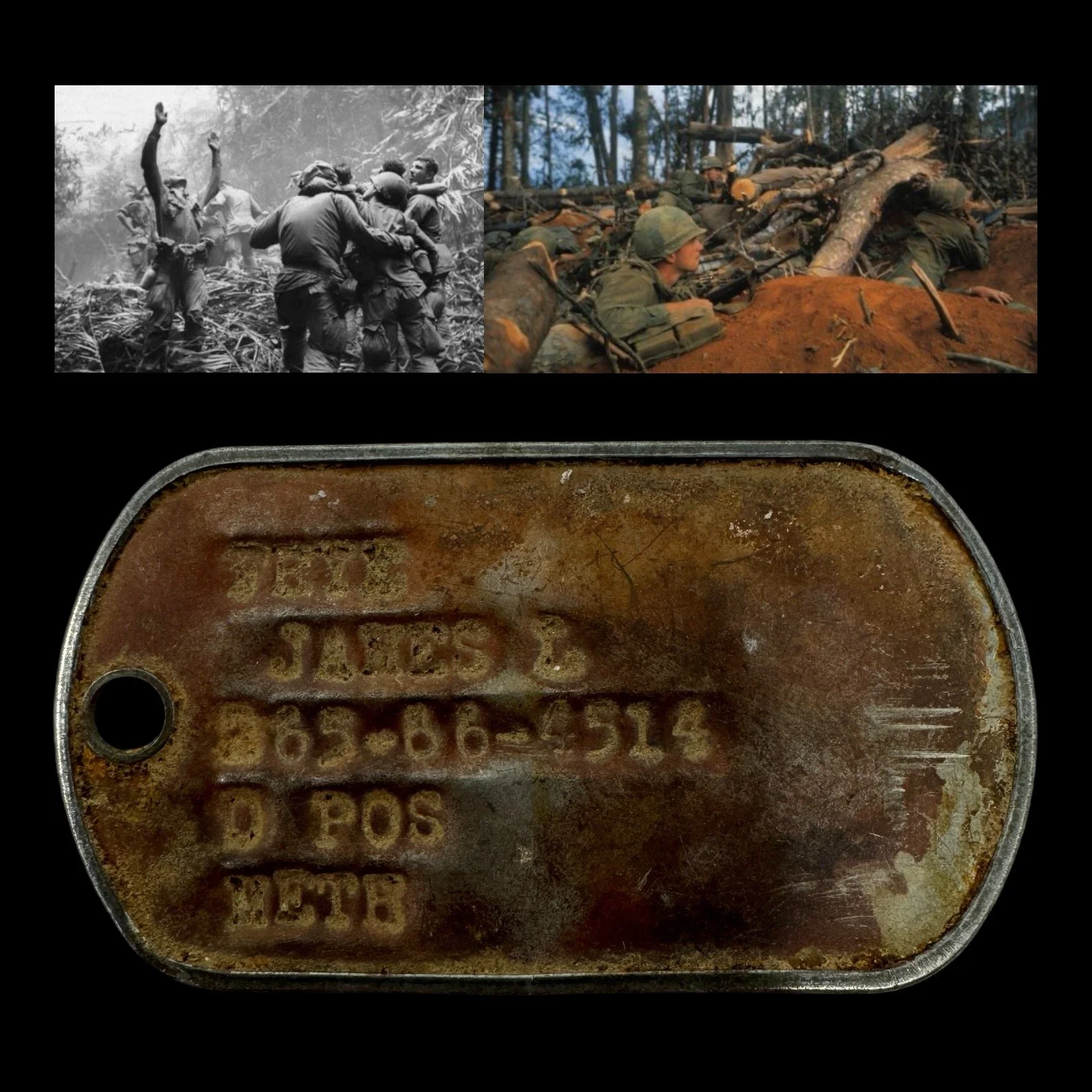 RARE! Vietnam War TET OFFENSIVE Rice Paddy Battlefield Excavated U.S. Dog Tag