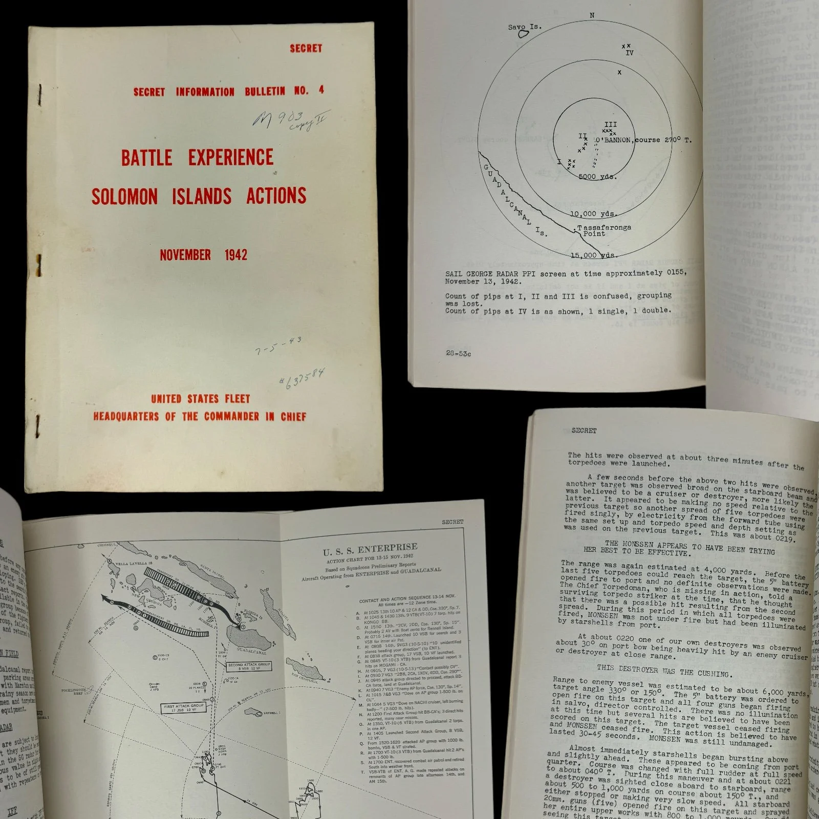 EXTREMELY RARE! WWII SECRET 1942 Solomon Islands Guadalcanal Headquarters of the Commander in Chief Military Intelligence Report