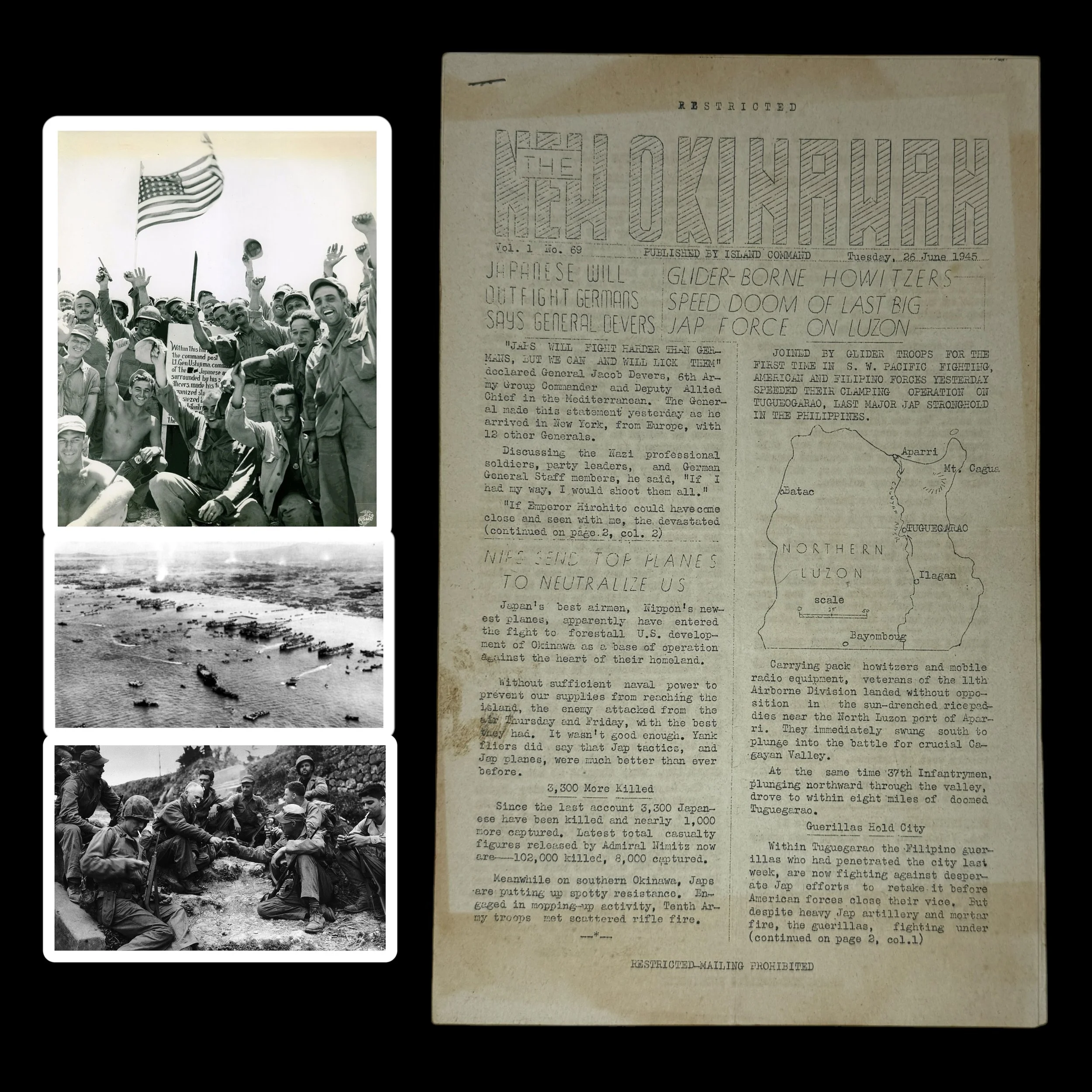 RARE! WWII June 26th, 1945 "The New Okinawan" U.S. Soldier Produced Battlefield-Printed U.S. Military Combat Press Newspaper