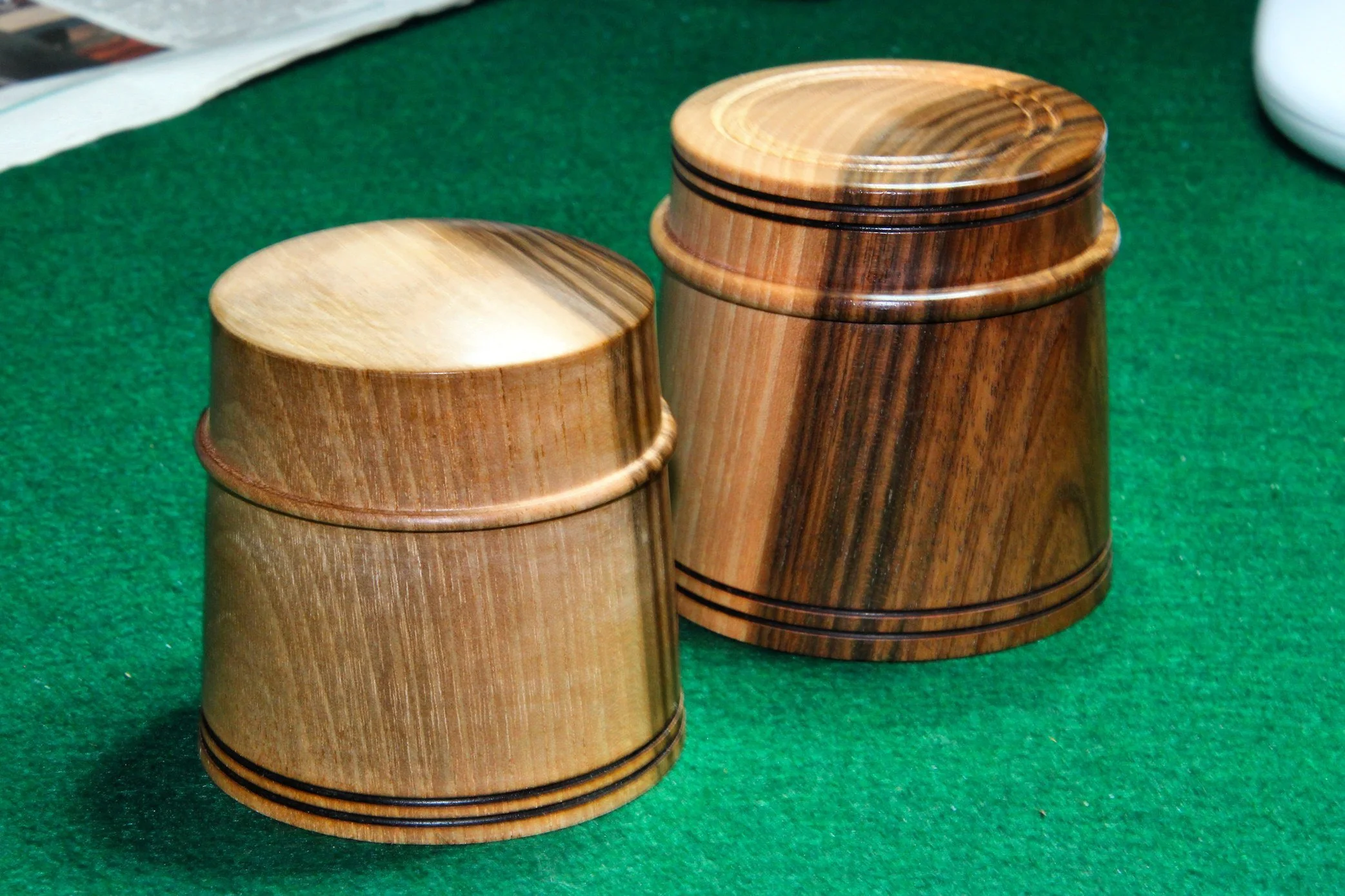 Turned wooden pots