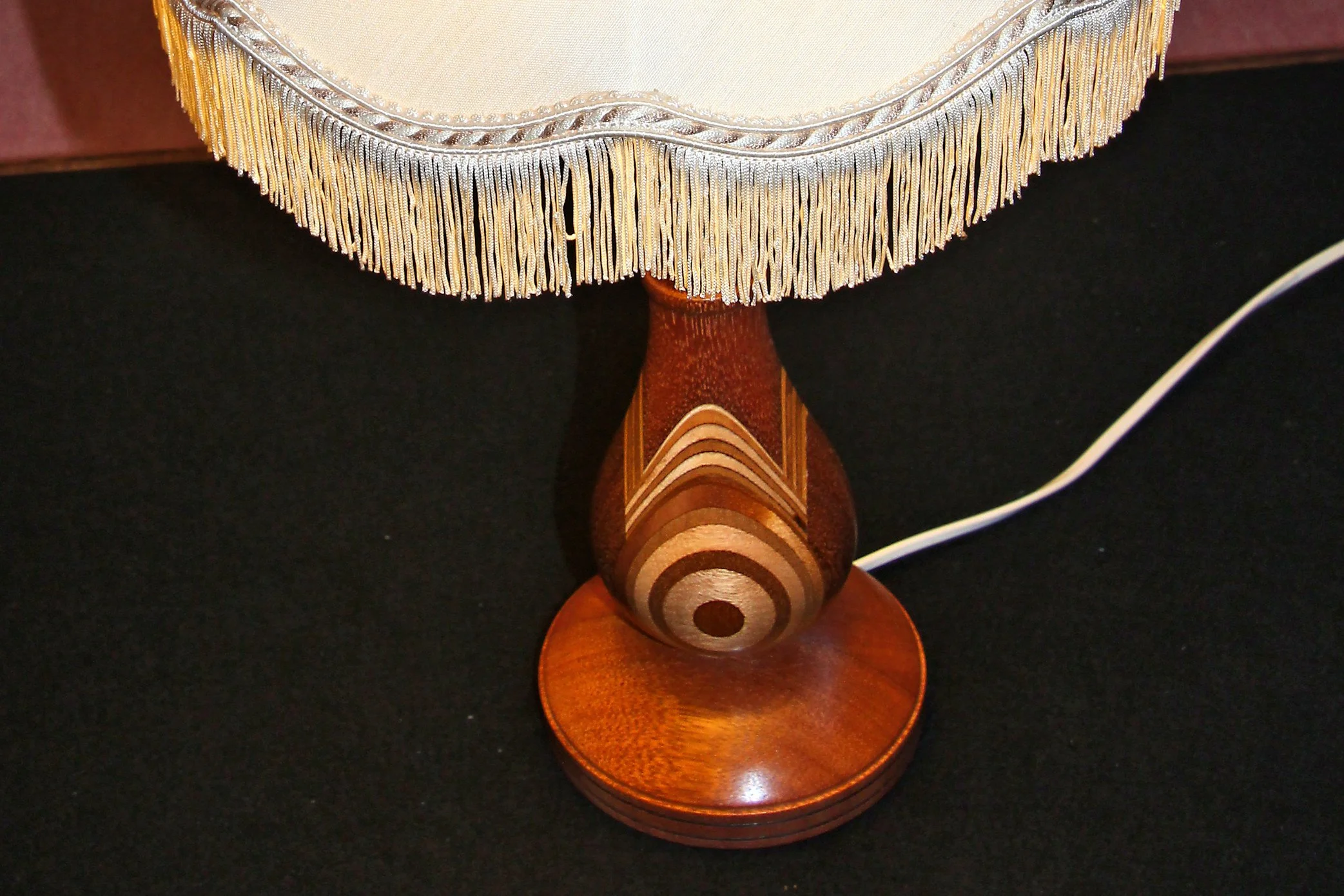 Turned wooden lamp