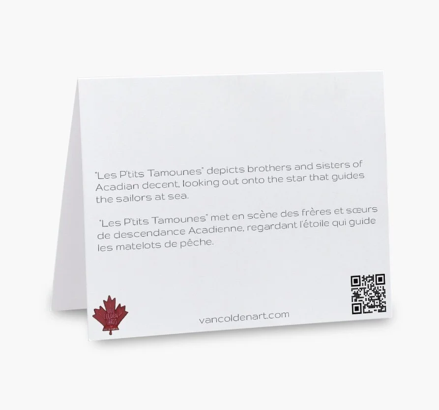 The back of the "Les P'tits Tamounes" card with French and English message.