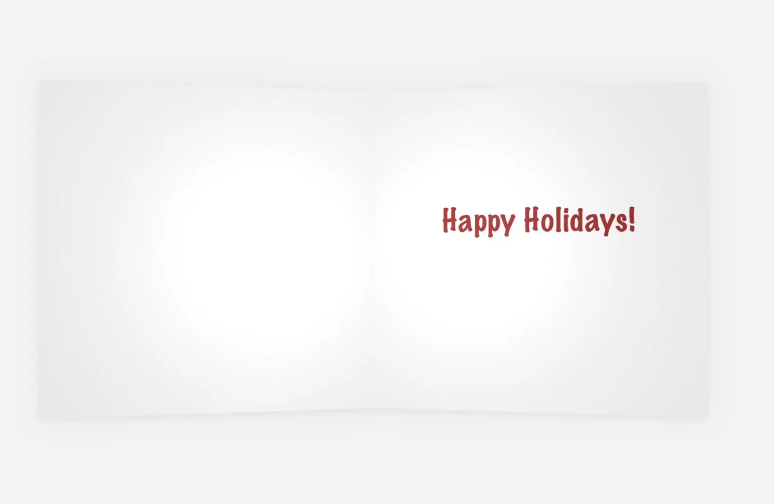 The open "Buckhorn Christmas" card with "Happy Holidays!" on the inside.
