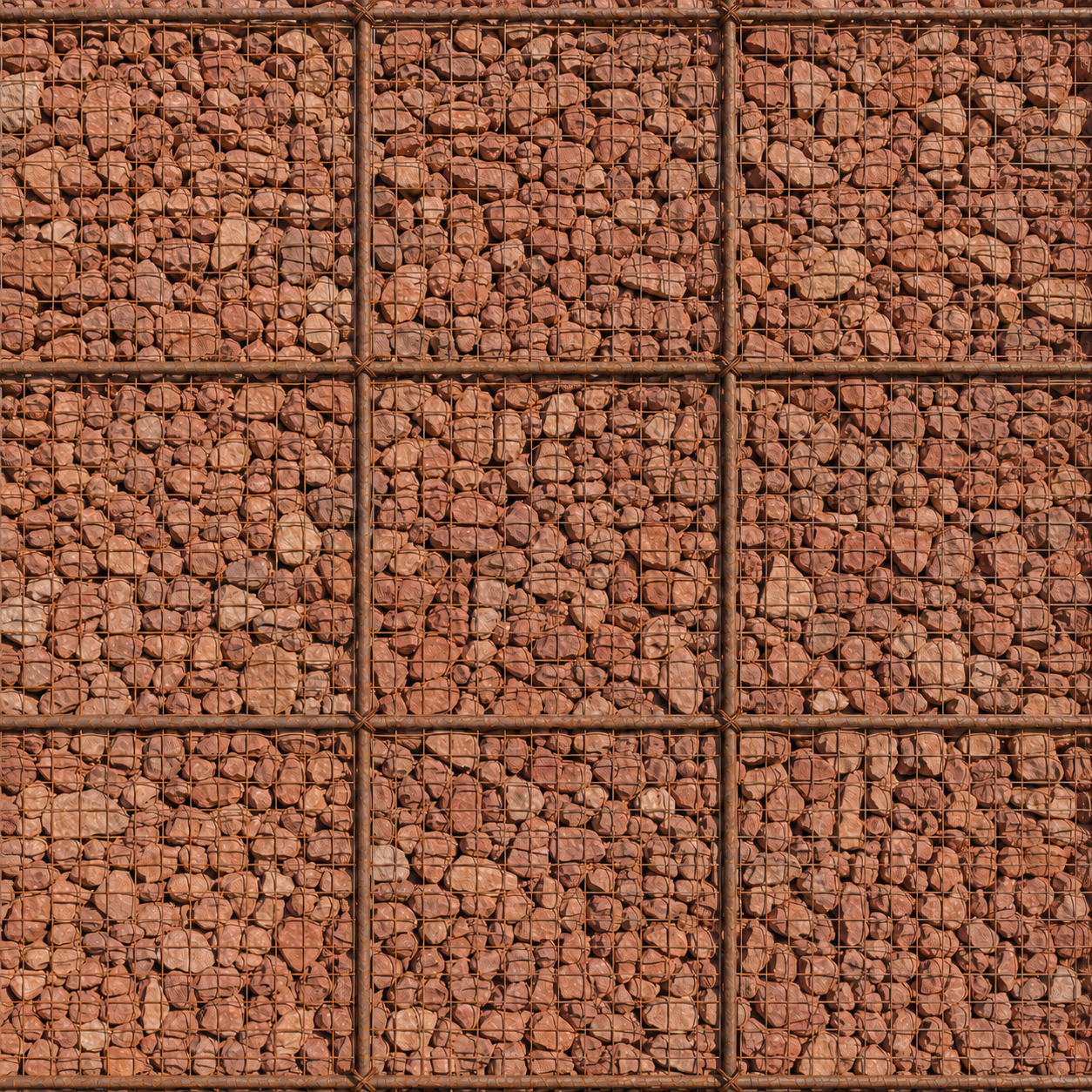 red stone gabion wall