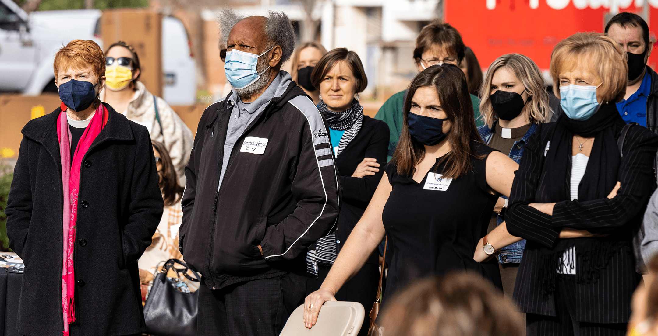  Bishop Hutterer, Connol Reid and Pastor Sarah Stadler of Grace Lutheran in Phoenix, Sami Mericle of Valley Interfaith Project, Pastor Beth Gallen of New Journey Lutheran in Fountain Hills, and Twila Burdick, Capital Conference representative of the 